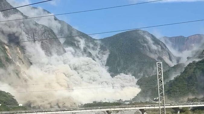 <div class="paragraphs"><p>A view of a landslide after an earthquake hit just off the eastern coast of Taiwan, according to Taiwan's Central Weather Administration, in Xiulin, Hualien, Taiwan, April 3, 2024,</p></div>