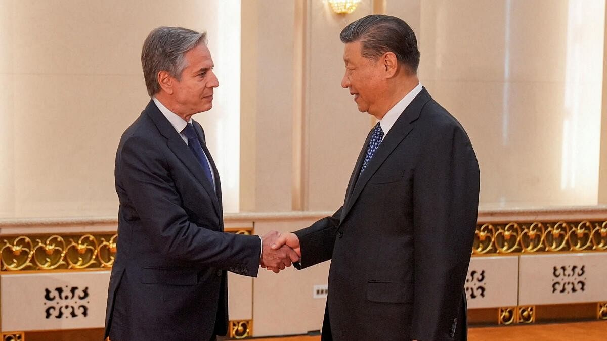 <div class="paragraphs"><p>US Secretary of State Antony Blinken meets with Chinese President Xi Jinping at the Great Hall of the People, in Beijing.</p></div>