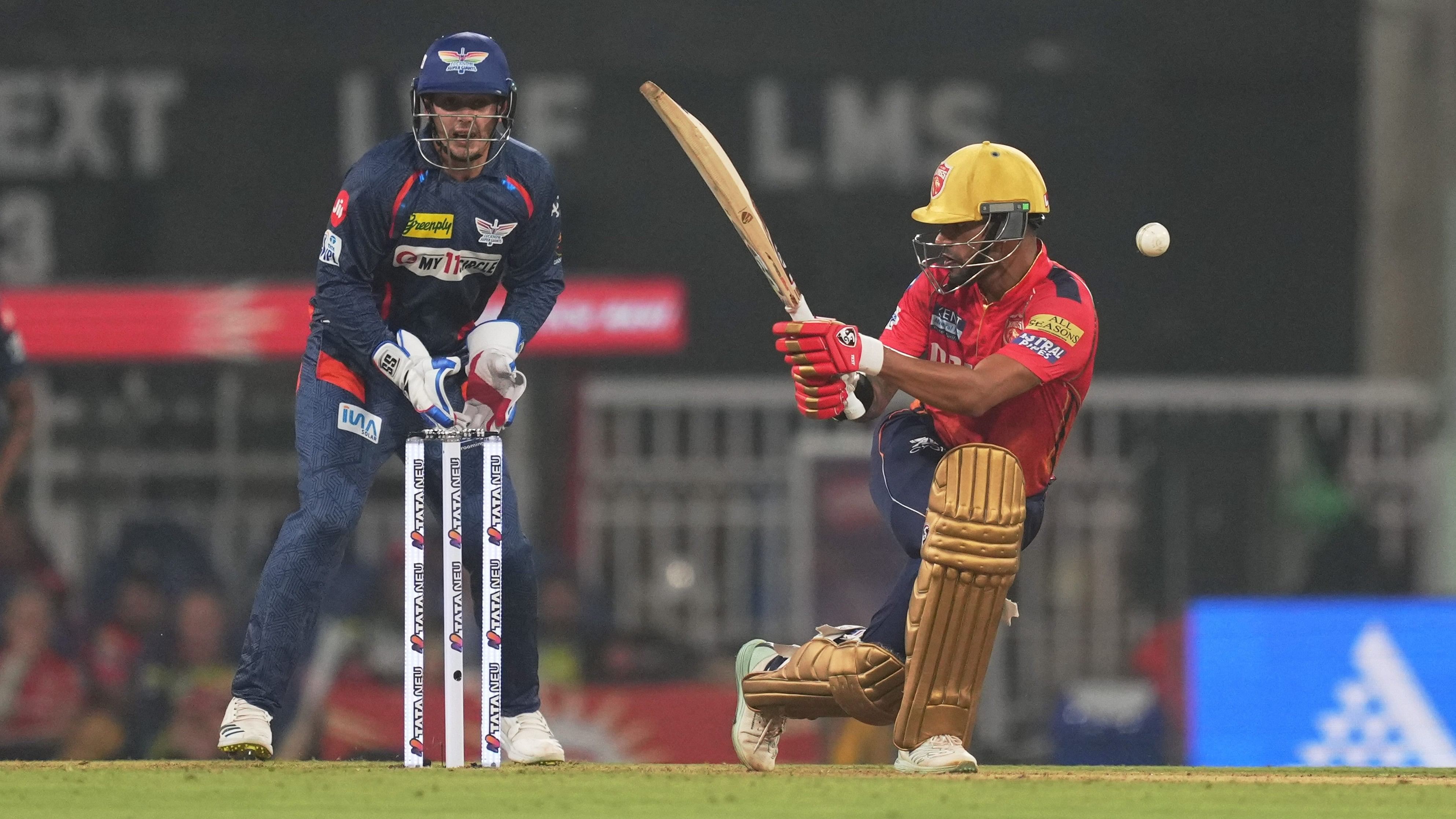 <div class="paragraphs"><p>Punjab Kings' captain Shikhar Dhawan plays a shot during the Indian Premier League (IPL) 2024 T20 cricket match between Lucknow Super Giants and Punjab Kings, at the Bharat Ratna Shri Atal Bihari Vajpayee Ekana Stadium, in Lucknow, Saturday, March 30, 2024. </p></div>