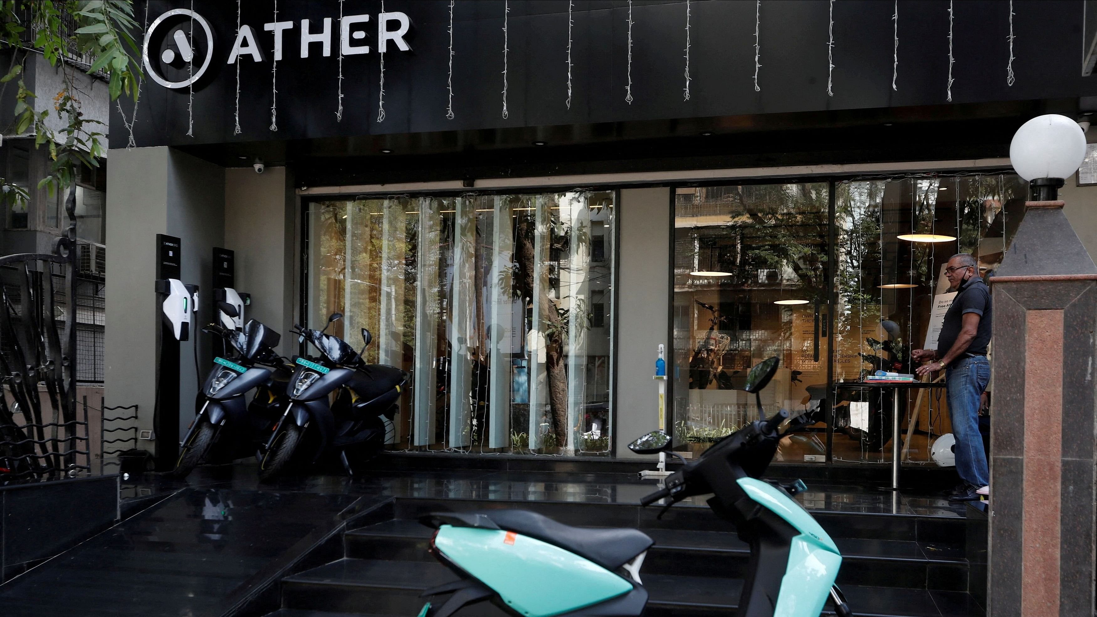 <div class="paragraphs"><p>Ather electric scooters are seen outside the showroom in Mumbai, India,</p></div>