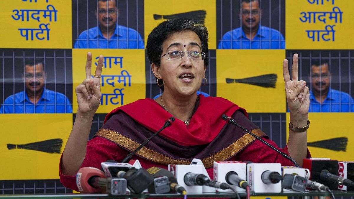 <div class="paragraphs"><p>Aam Aadmi Party leader Atishi gestures during a media interaction in New Delhi.</p></div>