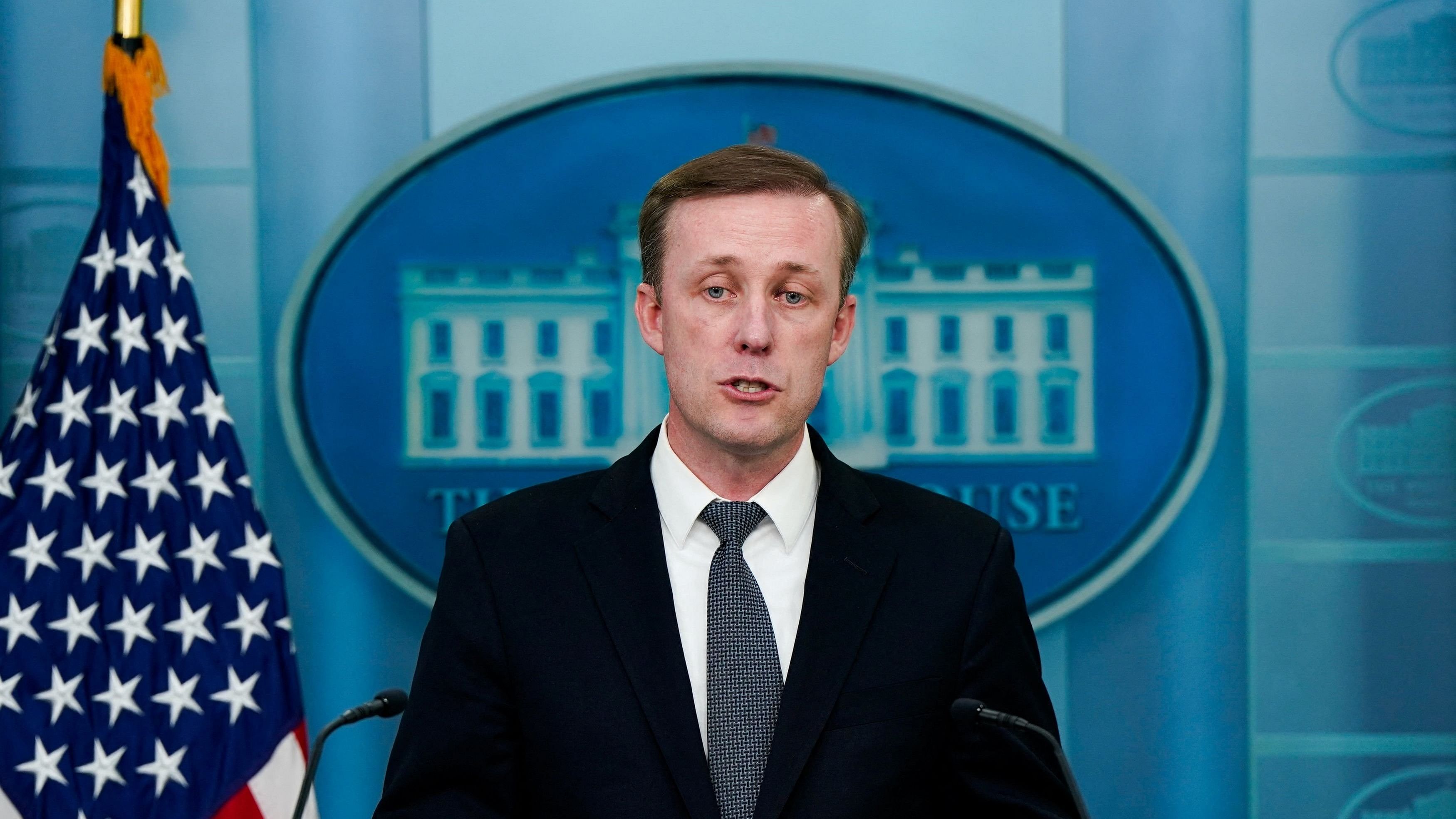 <div class="paragraphs"><p>US White House National Security Advisor Jake Sullivan speaks during a press briefing at the White House in Washington, U.S., April 24, 2024. </p></div>