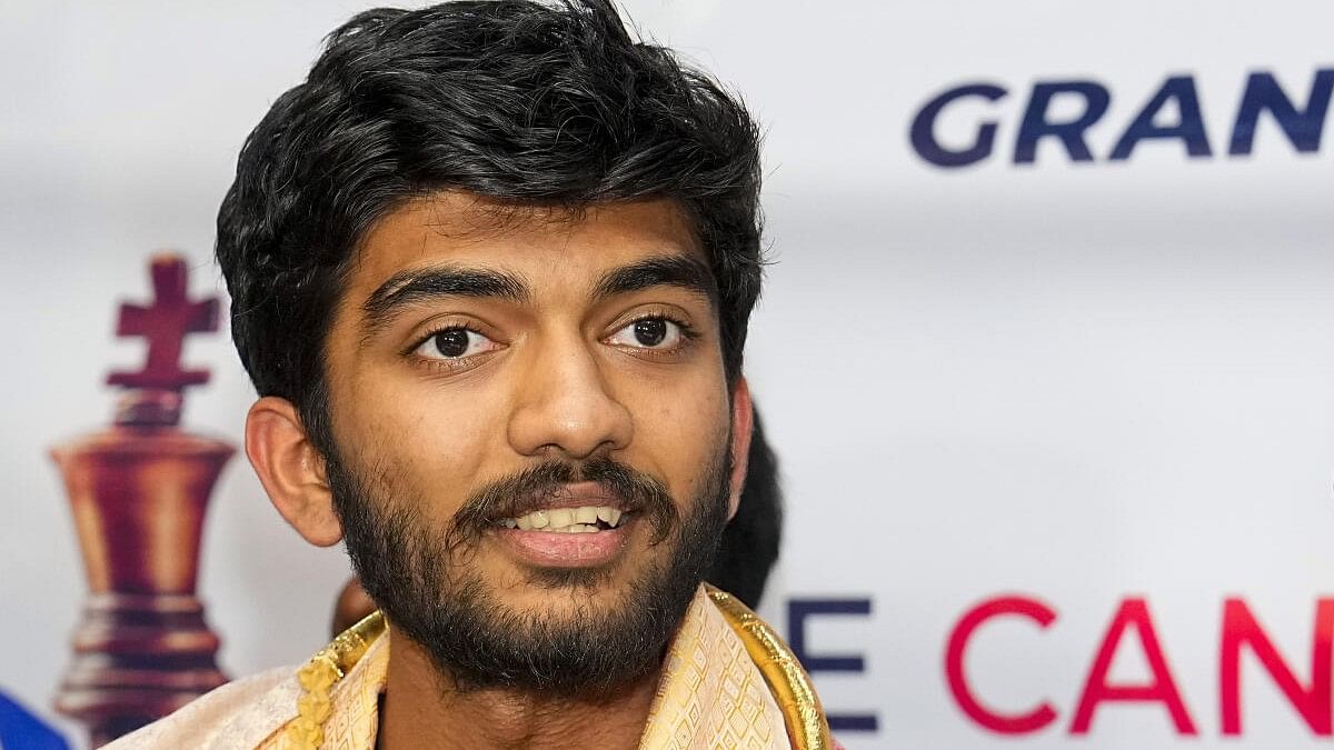 <div class="paragraphs"><p>Candidates champion Indian chess grandmaster Dommaraju Gukesh on his arrival at the Chennai Airport , in Chennai</p></div>