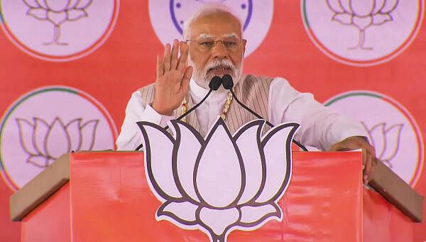 <div class="paragraphs"><p>Prime Minister Narendra Modi addresses a public meeting for Lok Sabha elections, in Maharashtra, Tuesday on April 30, 2024.</p></div>