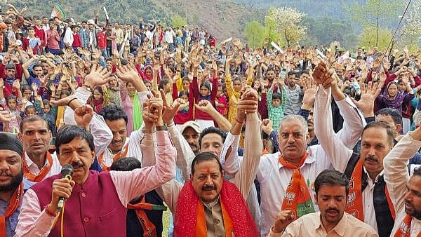 <div class="paragraphs"><p>Union Minister and BJP candidate Jitendra Singh during an election campaign for the Lok Sabha elections, in Udhampur district, Tuesday, April 2, 2024.</p></div>