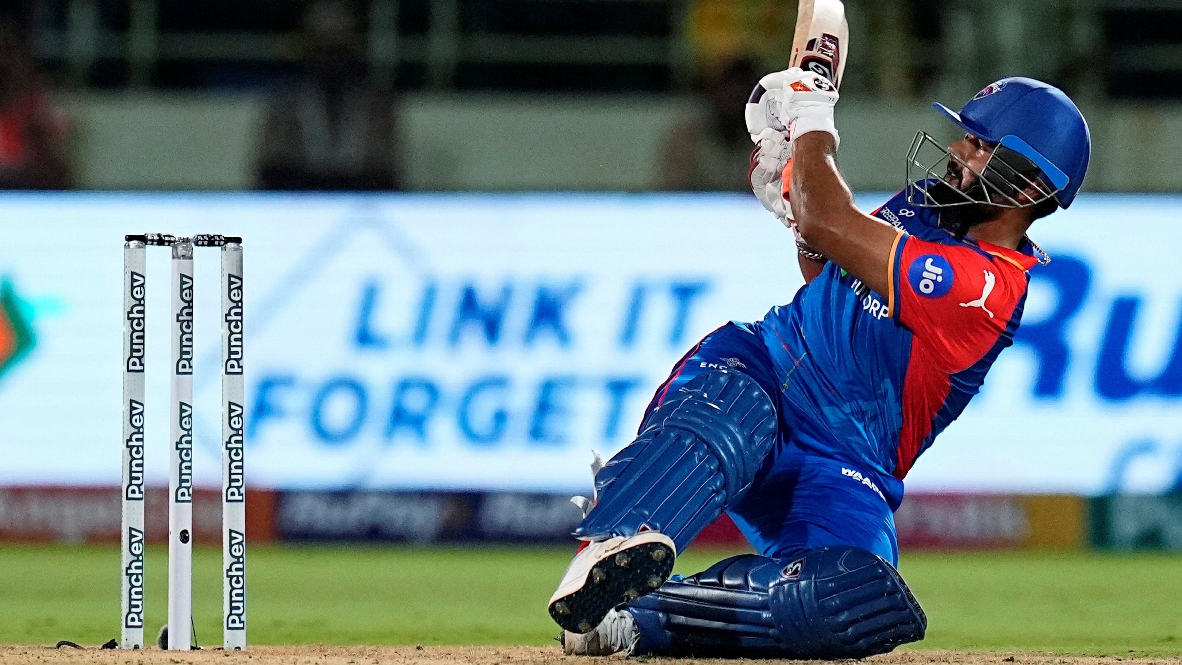 <div class="paragraphs"><p>The captain of Delhi Capitals Rishabh Pant, playing an acrobatic shot.</p></div>