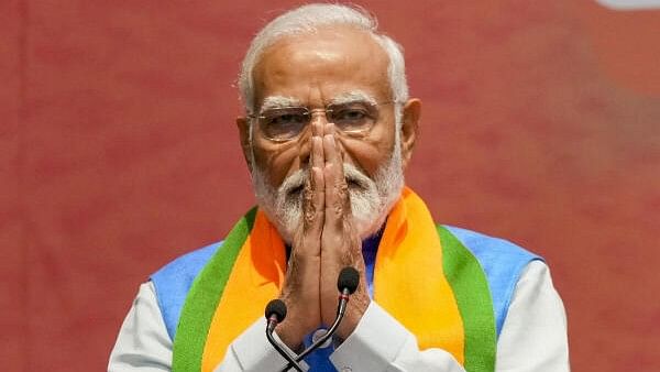 <div class="paragraphs"><p>Prime Minister Narendra Modi during the release of the party manifesto ‘Sankalp Patra’ at the party headquarters, in New Delhi.</p></div>