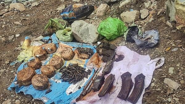 <div class="paragraphs"><p>Ammunition, explosives and other items recovered by security forces during a search operation, at Azmatabad village in Rajouri district. </p></div>