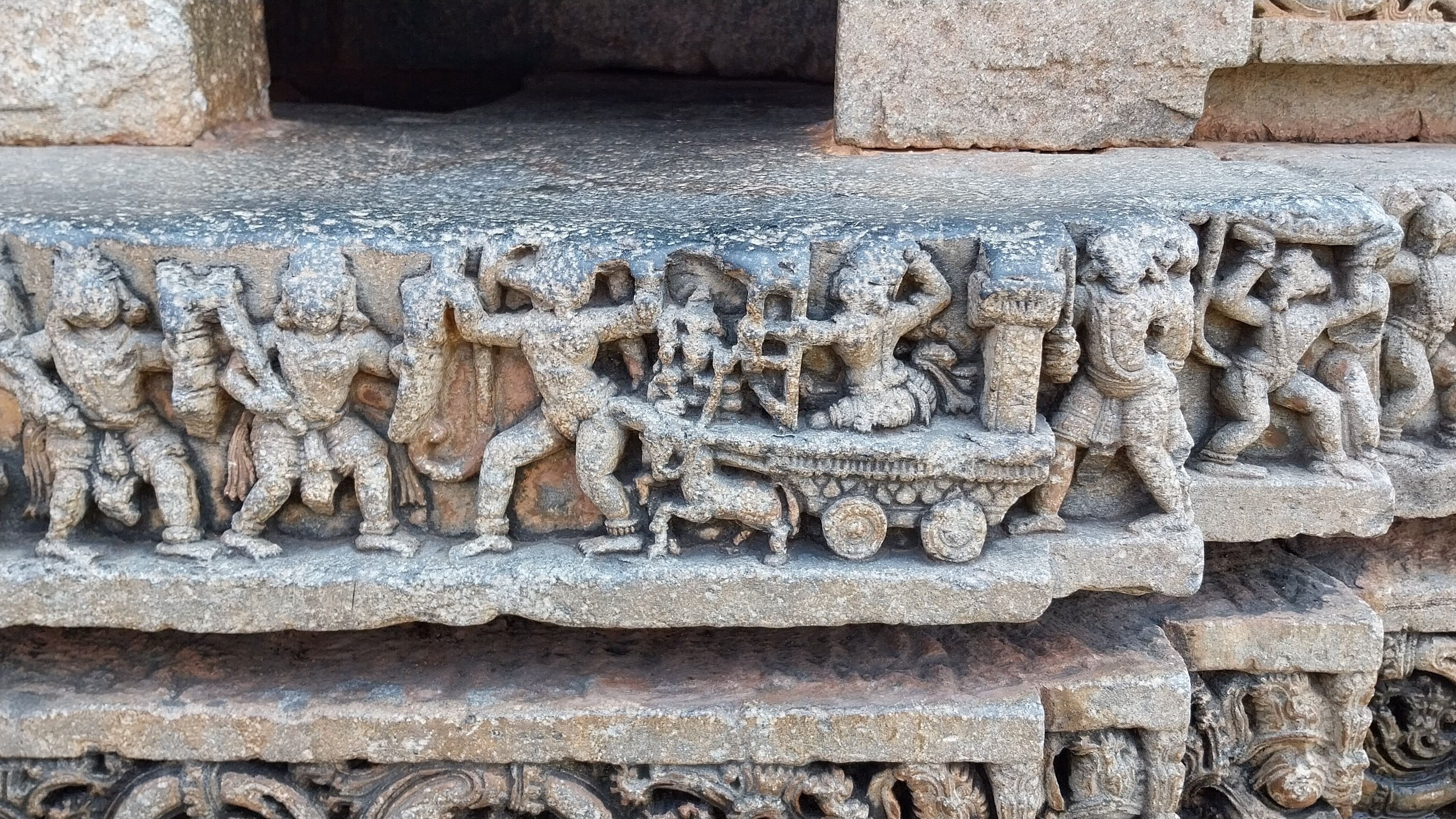 <div class="paragraphs"><p>Carvings featured on the walls of the Lakshminarayana temple in Hosaholalu, which depict scenes from various mythological tales. </p></div>