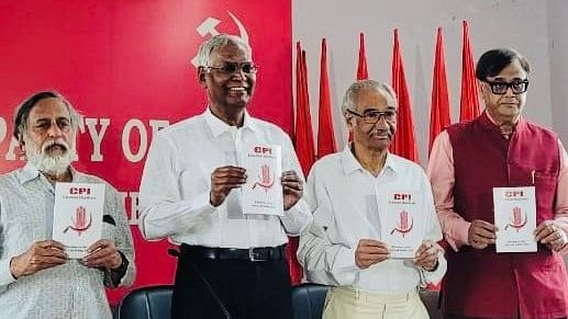<div class="paragraphs"><p>CPI leaders releasing the party’s&nbsp; manifesto for Lok Sabha election at party office in New Delhi.</p></div>