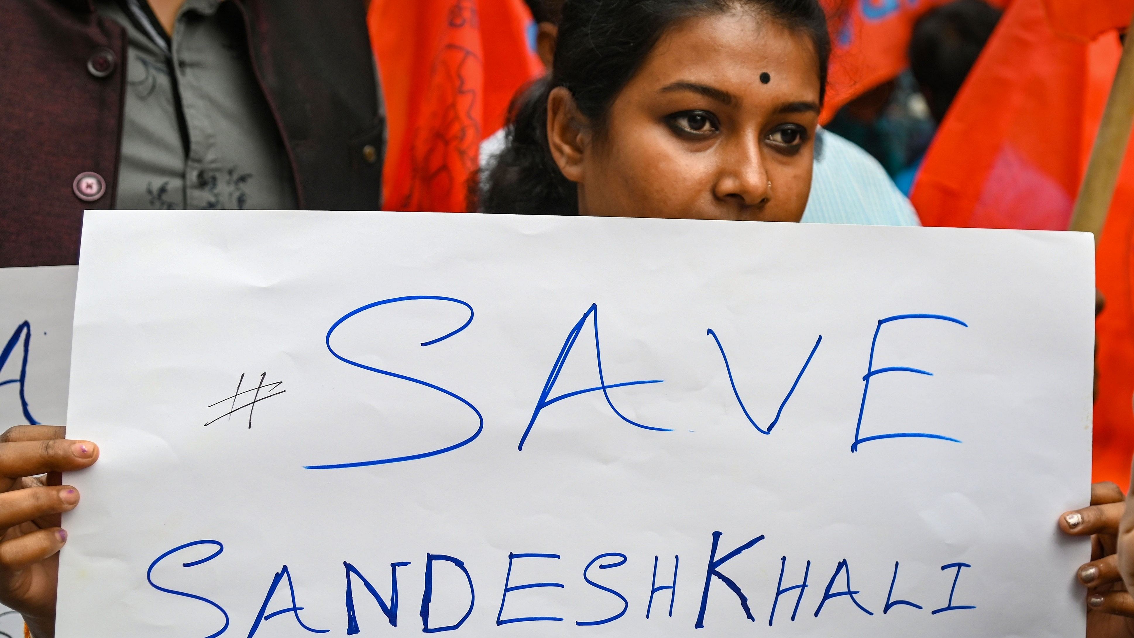 <div class="paragraphs"><p>File photo of a&nbsp;protest rally over Sandeshkhali 'atrocities' in Kolkata.</p></div>