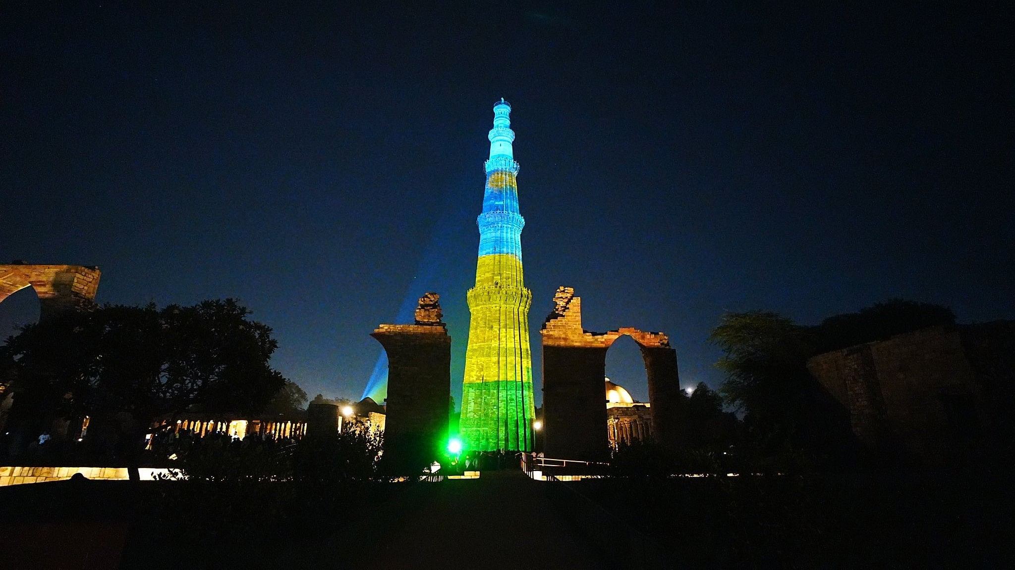 <div class="paragraphs"><p>The minaret of the UNESCO heritage site in south Delhi was illuminated in the colours of the Rwandan flag.</p><p></p></div>