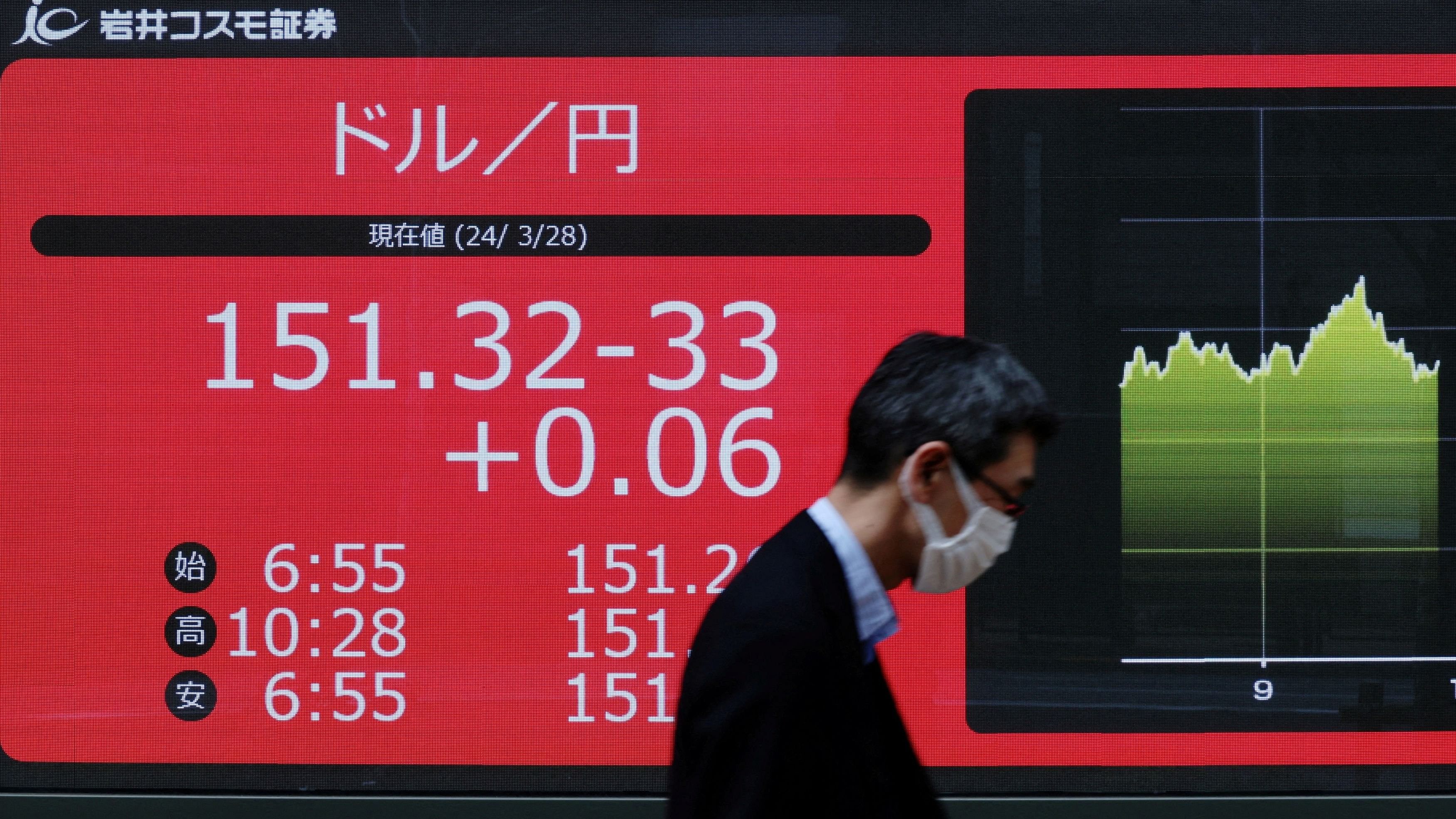 <div class="paragraphs"><p>Representative image of an electric monitor displaying the Japanese yen exchange rate against the US dollar in Tokyo, Japan.</p></div>