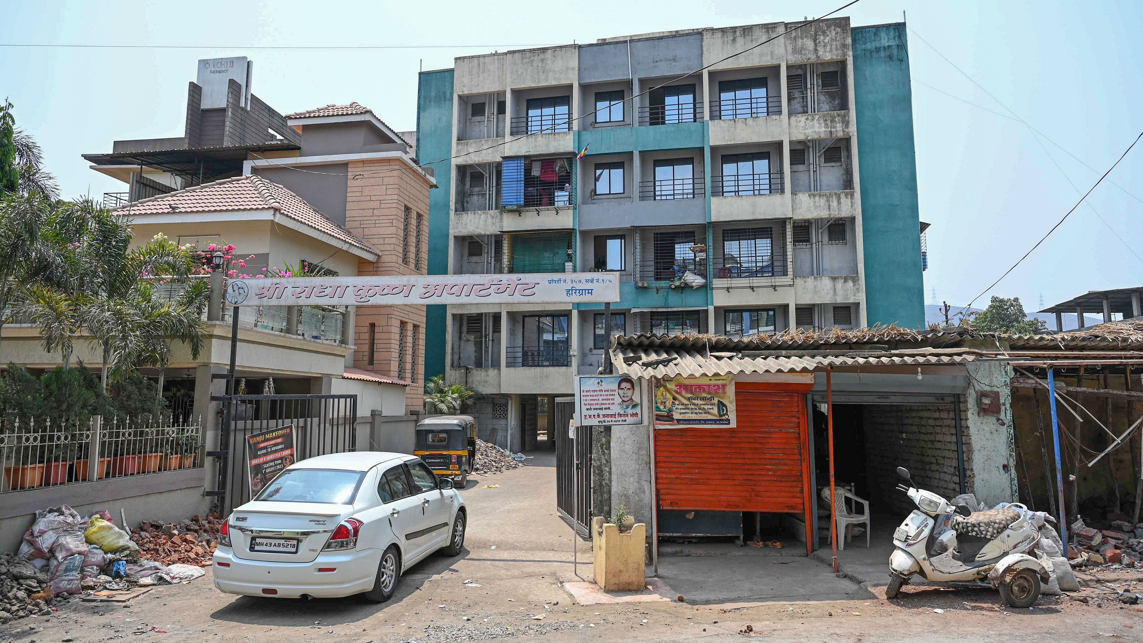 <div class="paragraphs"><p>Shree Radha Krishna Apartment, where men arrested in the case of firing outside actor Salman Khan's residence resided as tenants, at Panvel in Navi Mumbai, Tuesday, April 16, 2024. </p></div>