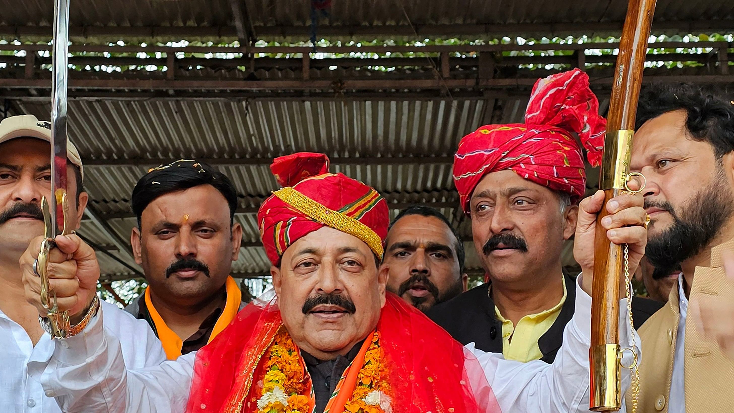 <div class="paragraphs"><p>Kathua: Union Minister and BJP candidate from Udhampur constituency Jitendra Singh during a public rally ahead of the Lok Sabha polls, in Kathua district, Thursday, March 28, 2024.</p></div>