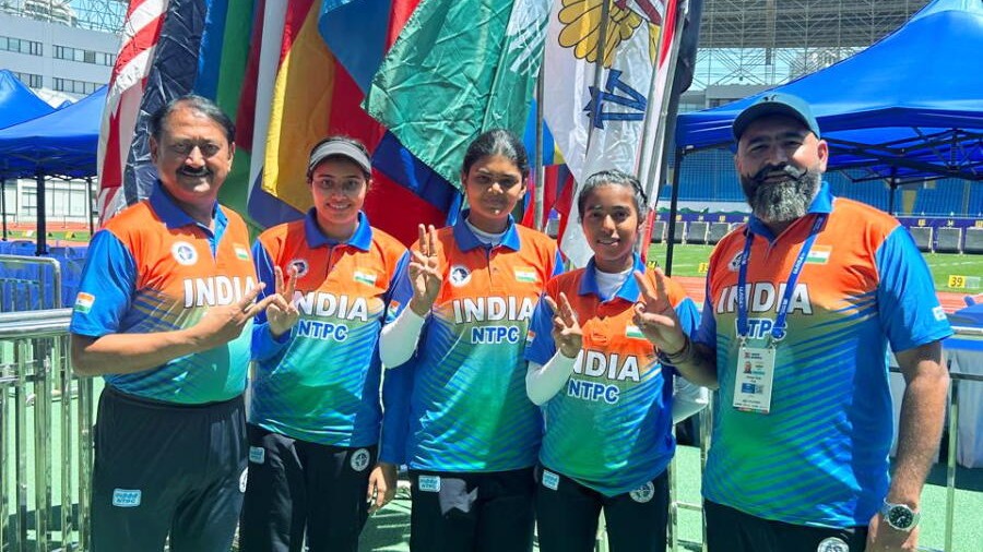 <div class="paragraphs"><p>Women's compound archery team members (from left) Parneet Kaur, Jyothi Surekha Vennam and Aditi Swami.</p></div>