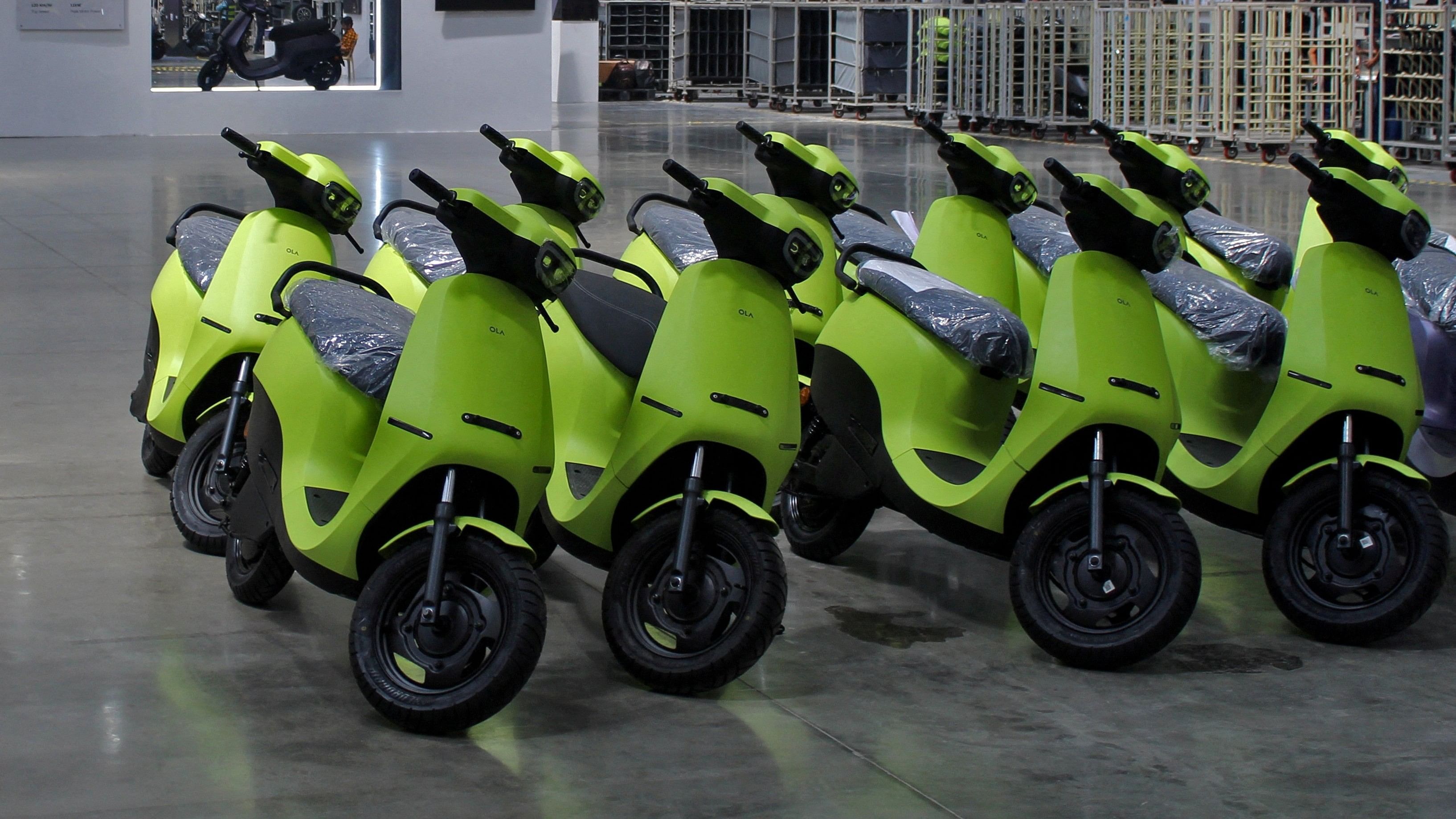 <div class="paragraphs"><p> Ola Electric's S1 Air e-scooters are pictured inside its manufacturing facility in Pochampalli, Tamil Nadu.</p></div>