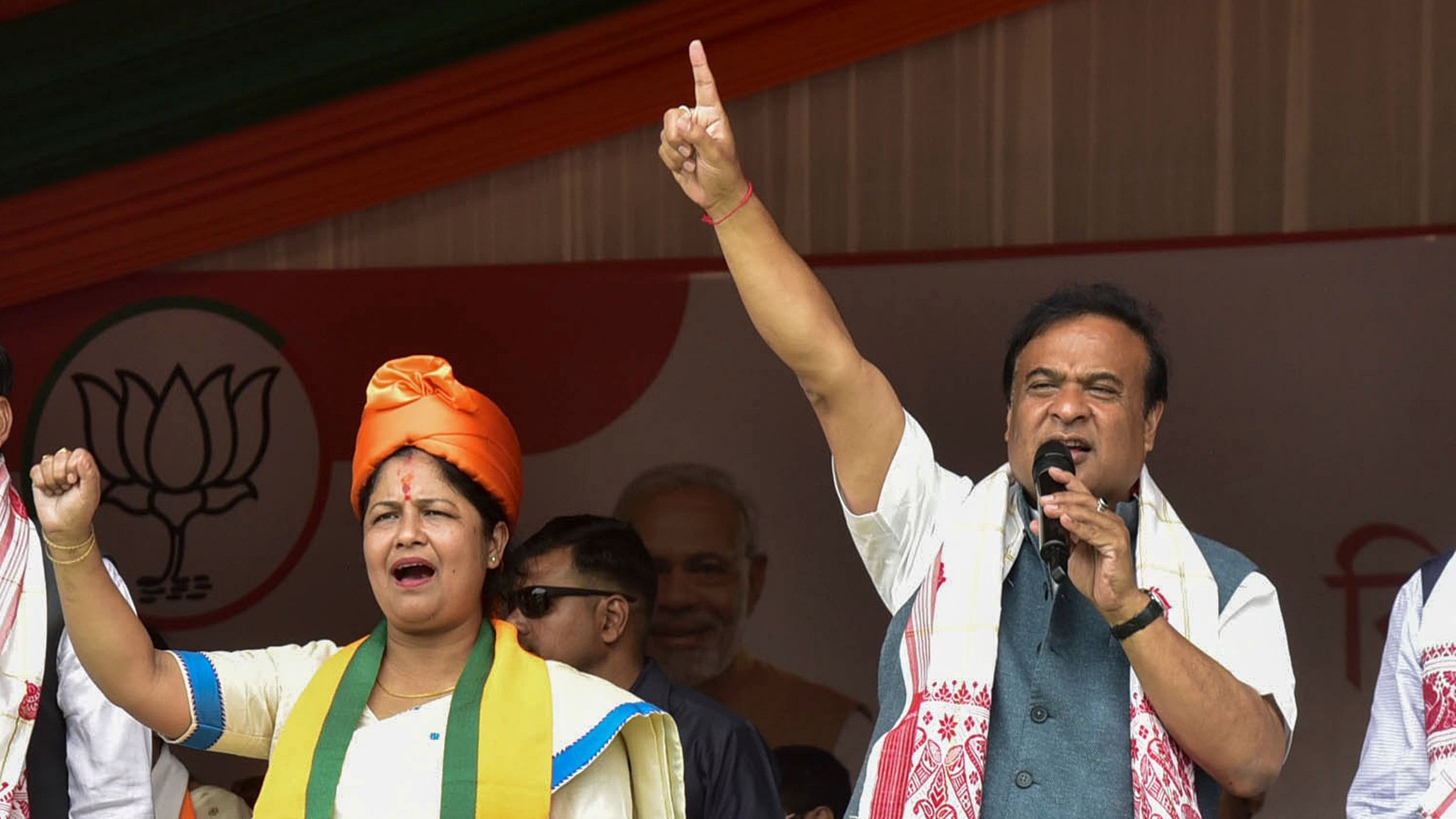 <div class="paragraphs"><p>Assam Chief Minister Himanta Biswa Sarma speaks before nomination filing of BJP candidate Bijuli Kalita Medhi for the Lok Sabha elections, at Khanapara in Guwahati.</p></div>