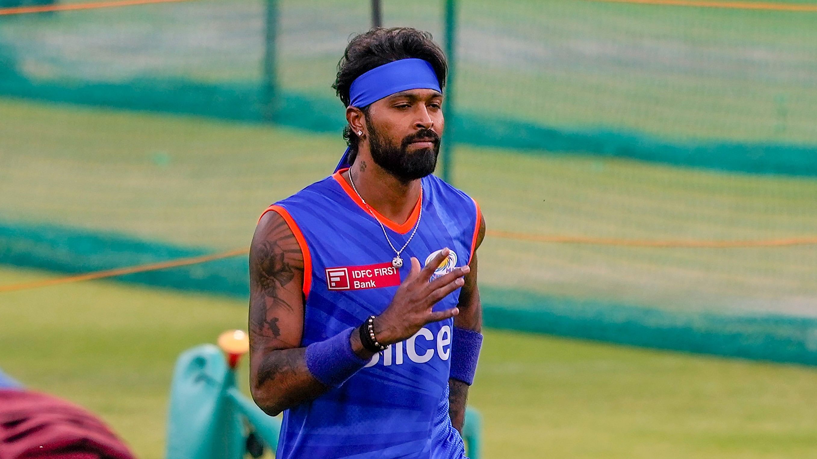 <div class="paragraphs"><p>Mullanpur: Mumbai Indians' captain Hardik Pandya during a training session ahead of the Indian Premier League (IPL) 2024 cricket match between Punjab Kings and Mumbai Indians, in Mullanpur, Wednesday, April 17, 2024.</p></div>