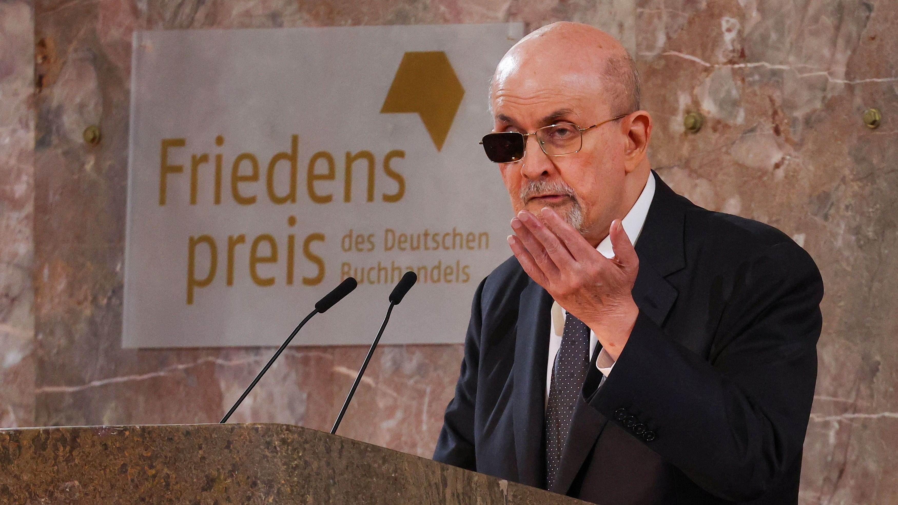 <div class="paragraphs"><p>Author Salman Rushdie at the Church of St. Paul in Frankfurt, Germany, October 22, 2023. </p></div>