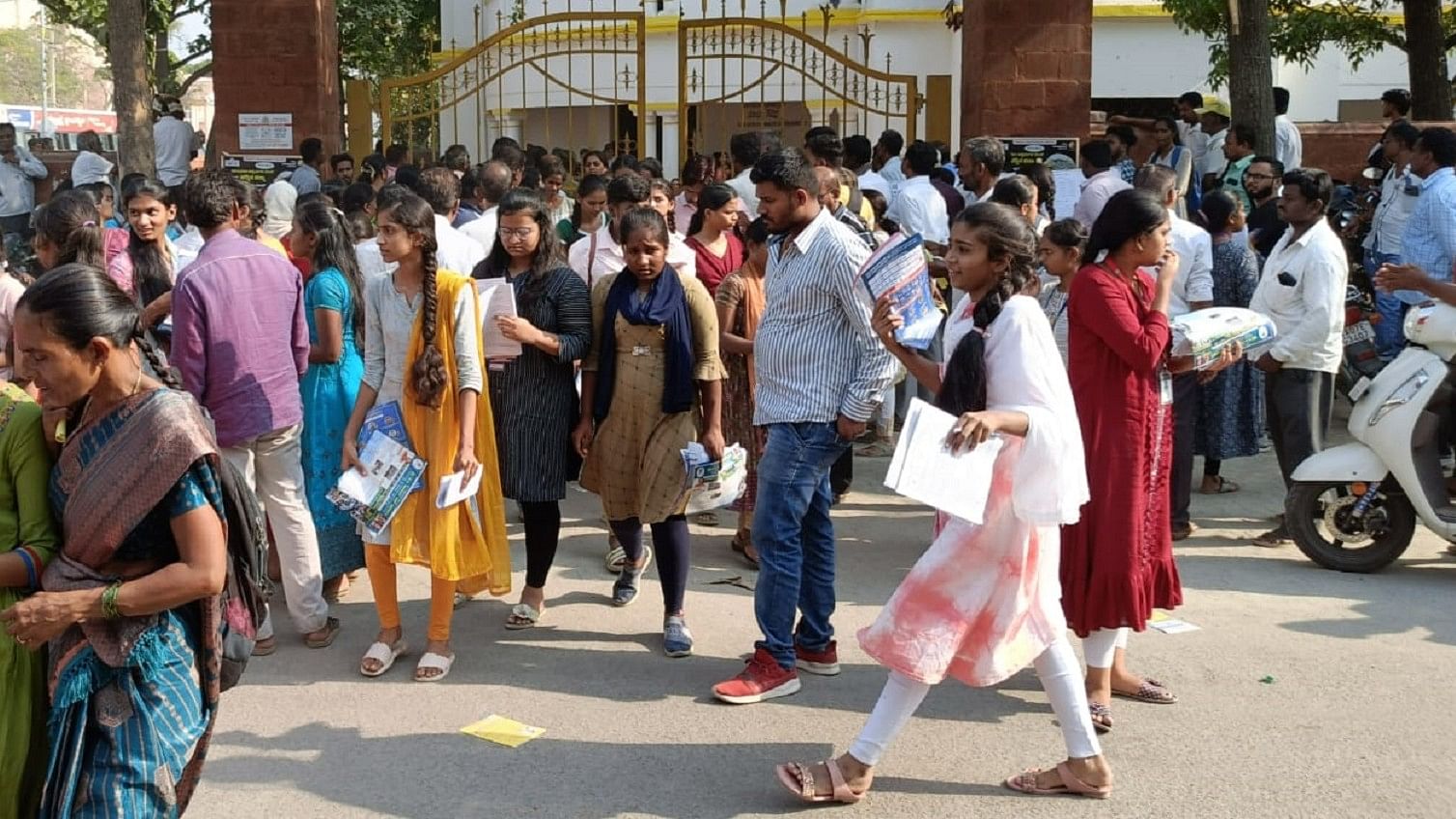 <div class="paragraphs"><p>Students come out of an examination centre after appearing for KCET in Kolar on Friday. </p></div>