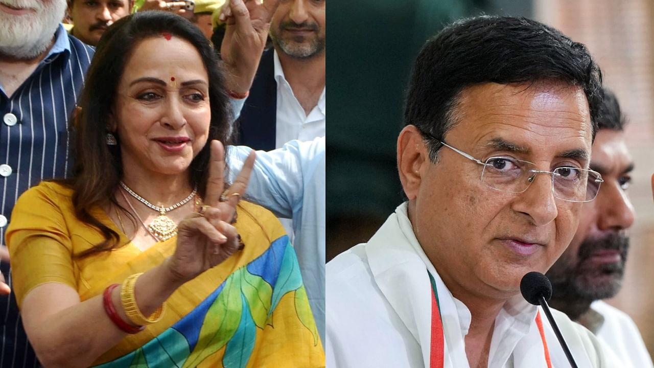 <div class="paragraphs"><p>File images of BJP MP Hema Malini (left) and&nbsp;Congress leader&nbsp;Randeep Surjewala.</p></div>