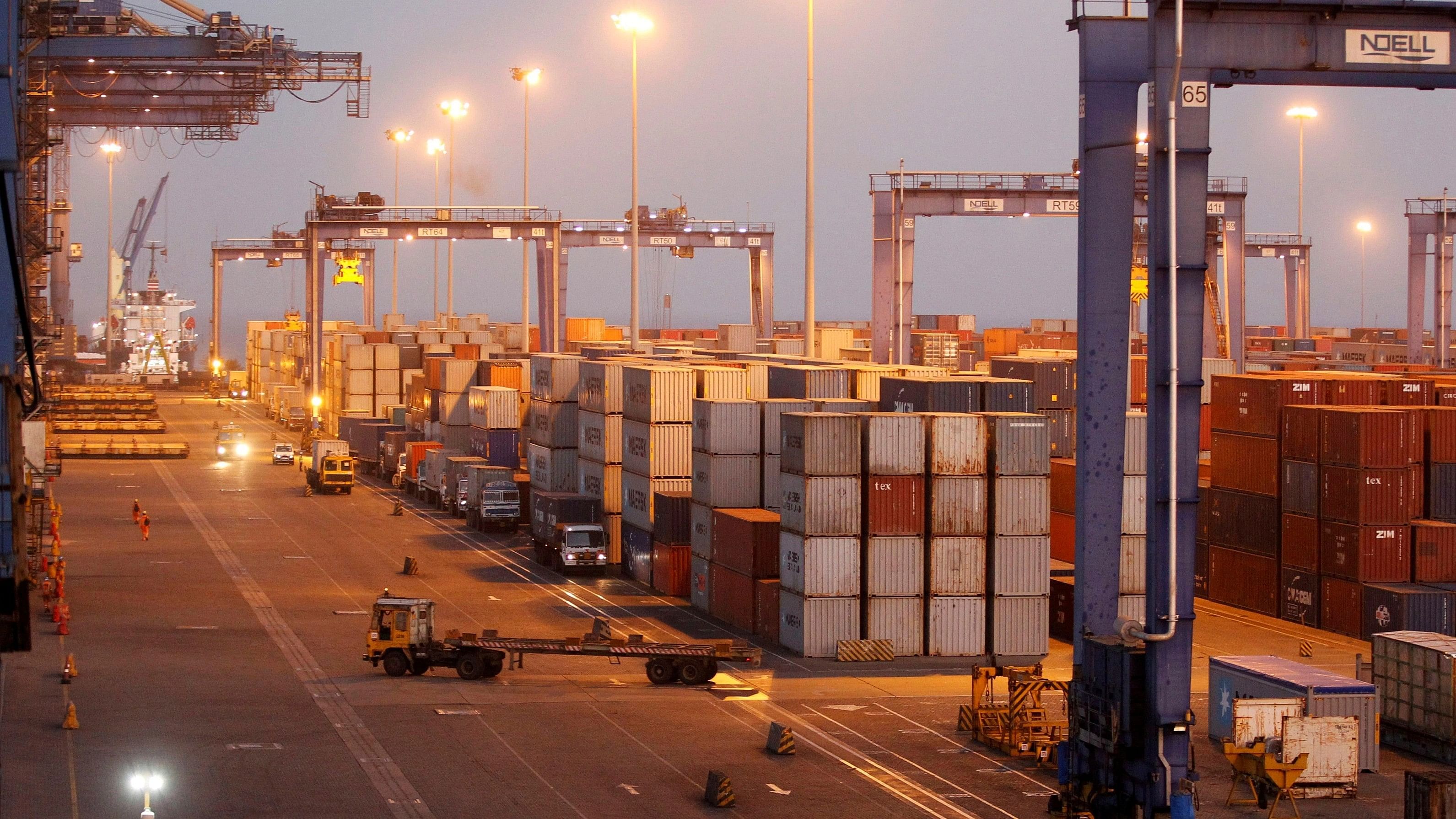 <div class="paragraphs"><p> A general view of a container terminal is seen at Mundra Port in  Gujarat.</p></div>