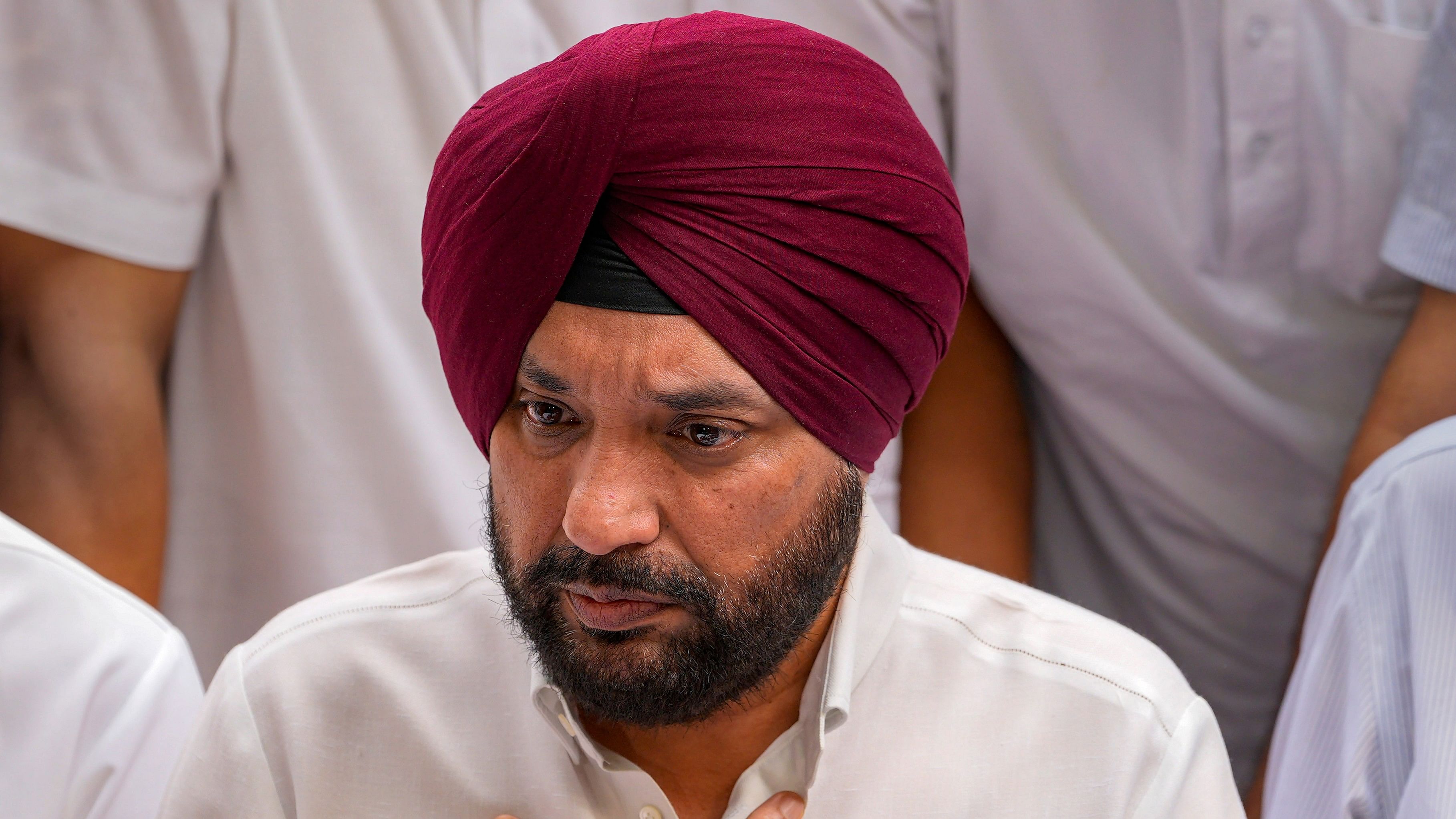 <div class="paragraphs"><p>Former Delhi Congress chief Arvinder Singh Lovely addresses a press conference, in New Delhi, on Sunday.</p></div>