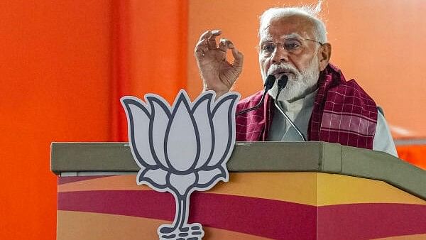 <div class="paragraphs"><p>Prime Minister Narendra Modi addresses a public meeting for Lok Sabha elections</p></div>