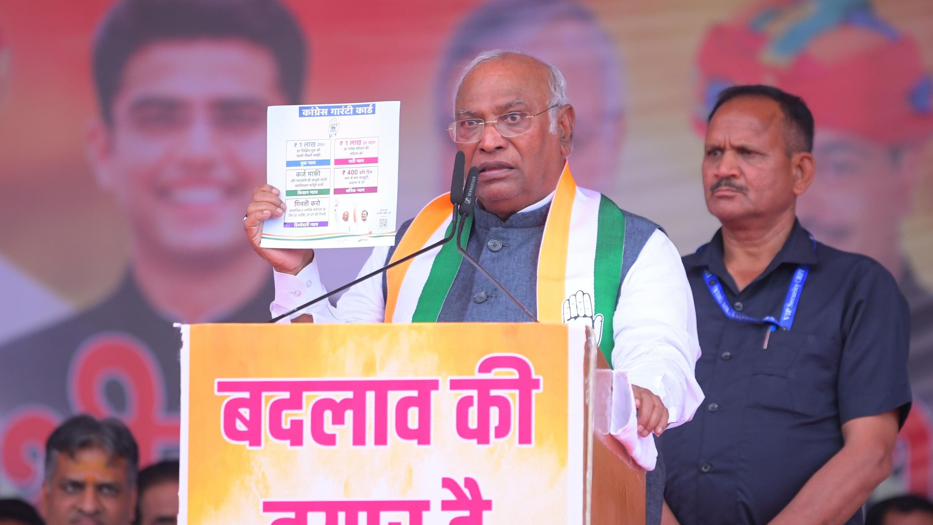 <div class="paragraphs"><p>Mallikarjun Kharge at an election rally in Rajasthan's Chittorgarh.&nbsp;</p></div>