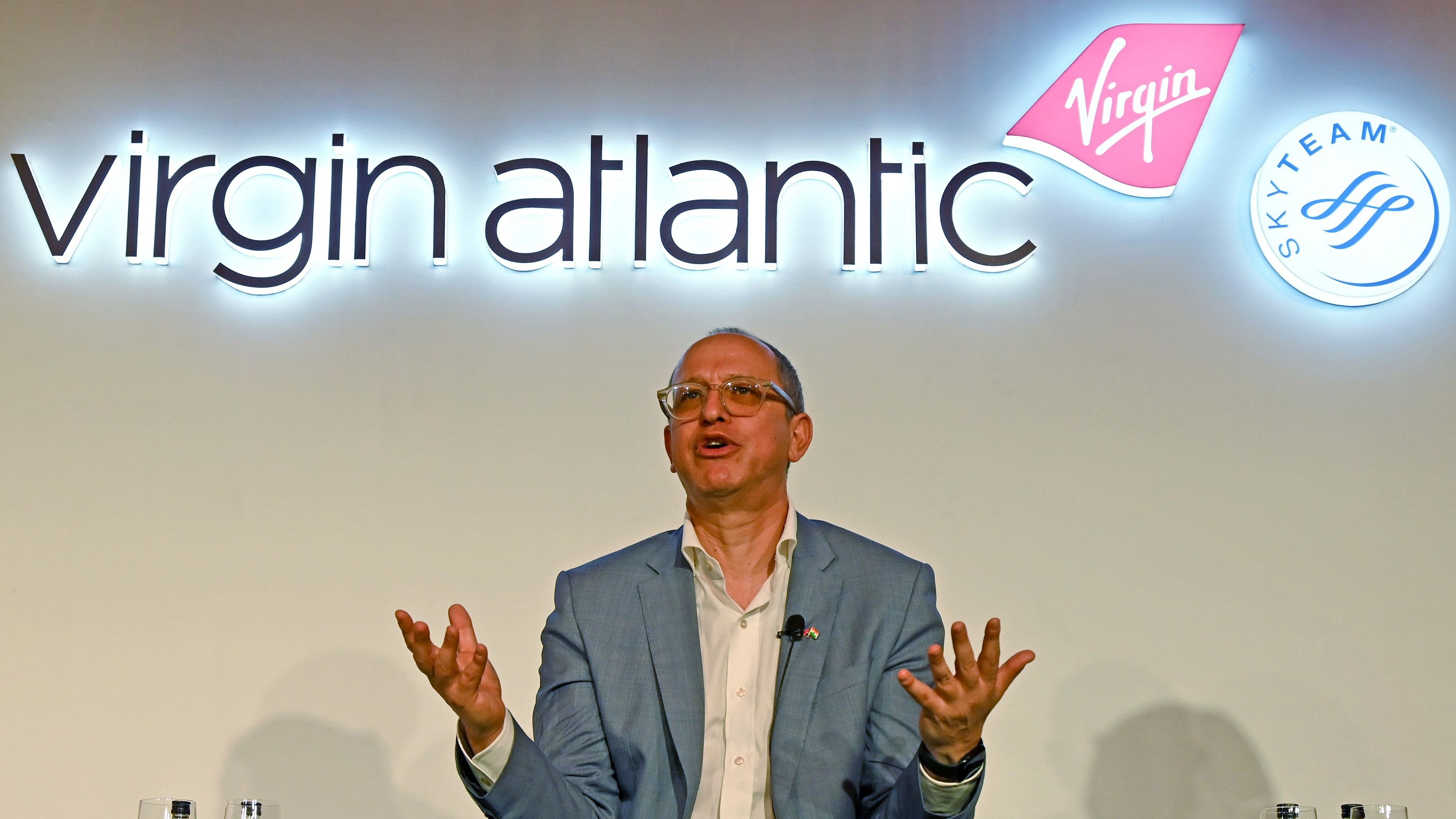<div class="paragraphs"><p>Virgin Atlantic’s CEO Shai Weiss announces a new route from London Heathrow to Bengaluru during a press conference in the city on Wednesday, March 03, 2024. </p></div>