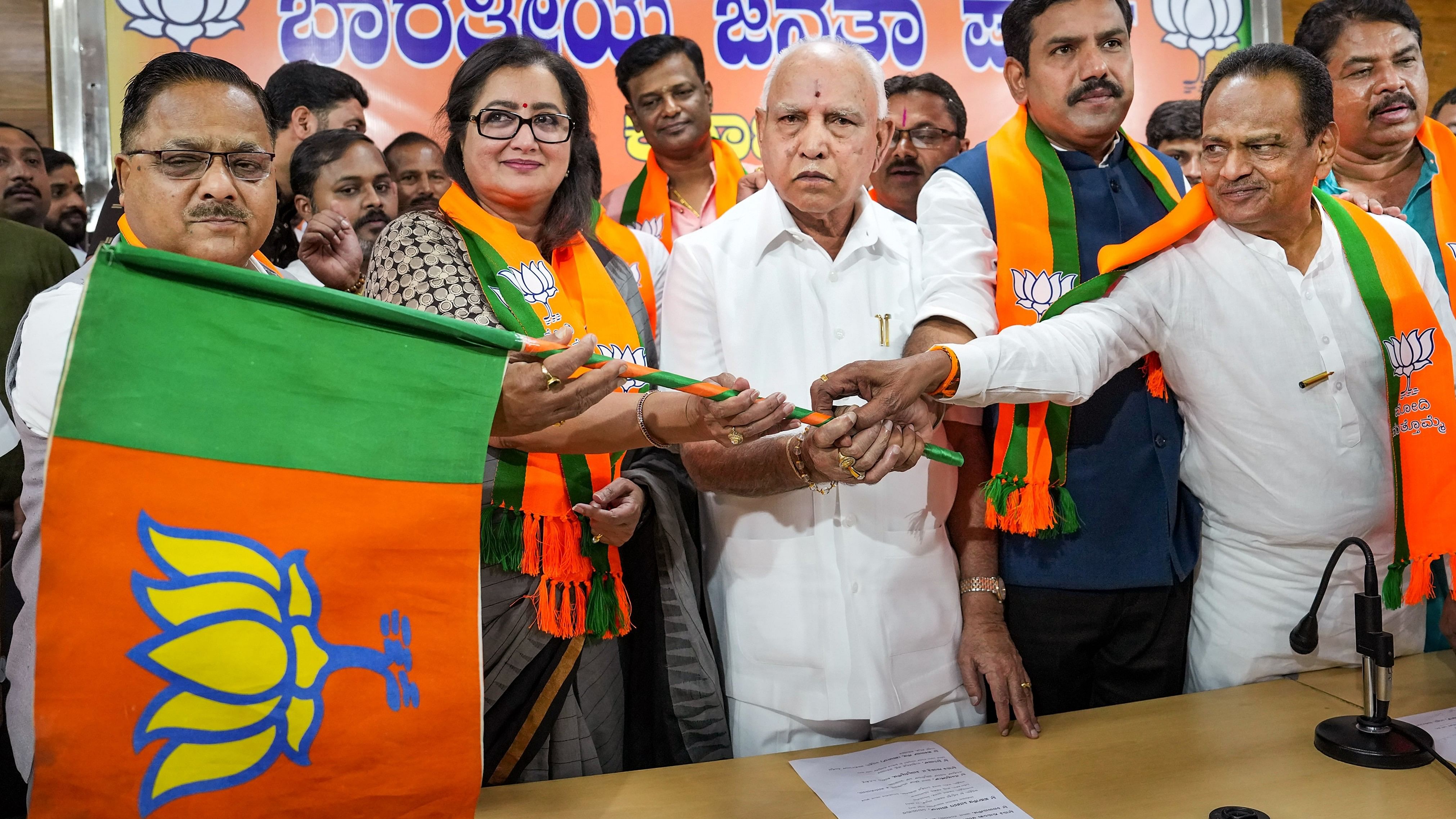 <div class="paragraphs"><p>Former CM B S Yediyurappa along with other BJP members.</p></div>