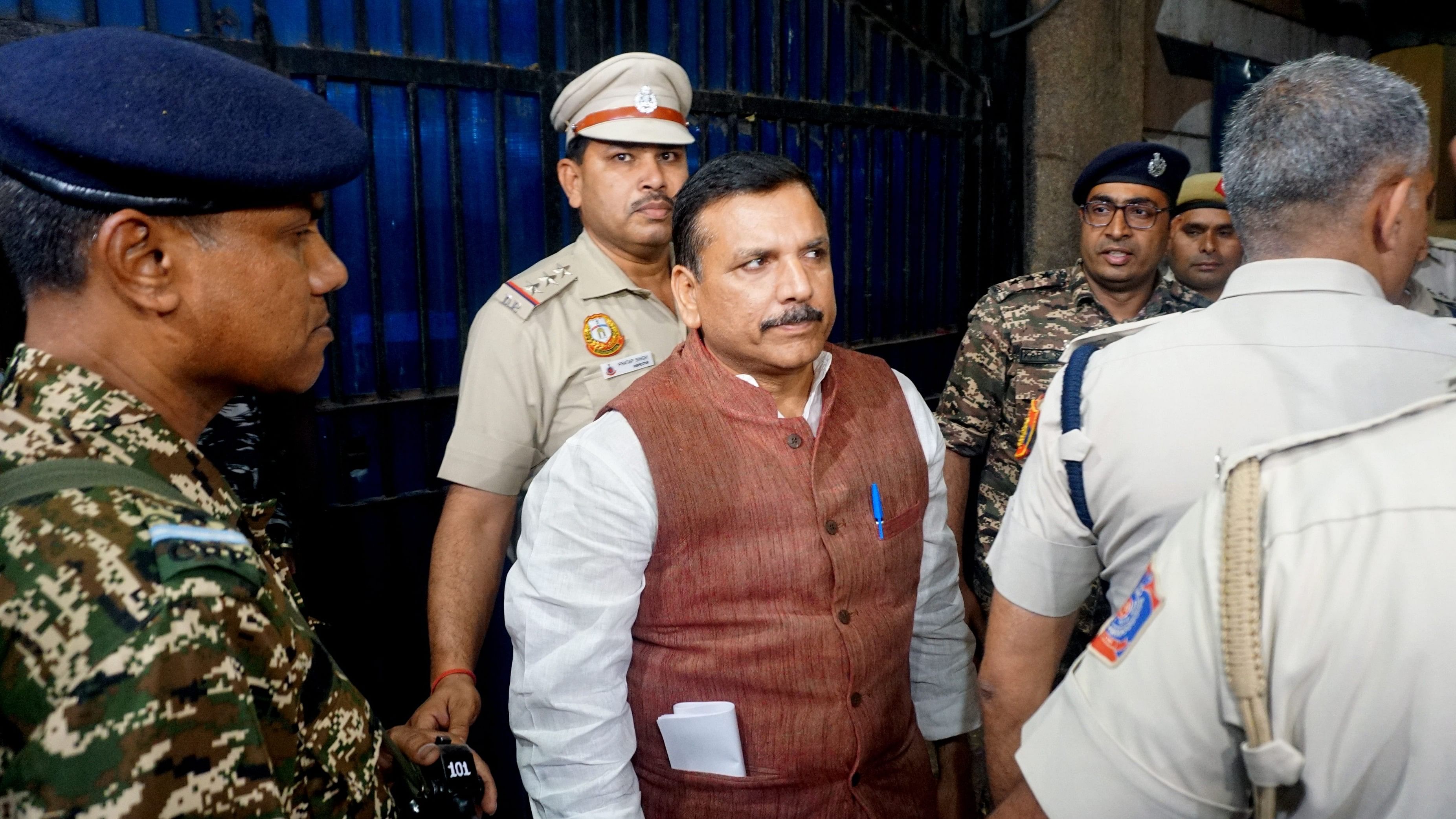 <div class="paragraphs"><p>AAP MP Sanjay Singh, who was behind bars since October 2023 in the liquor policy case, comes out of the Tihar Jail after the Supreme Court granted him bail, in New Delhi, Wednesday, April 3, 2024.     </p></div>