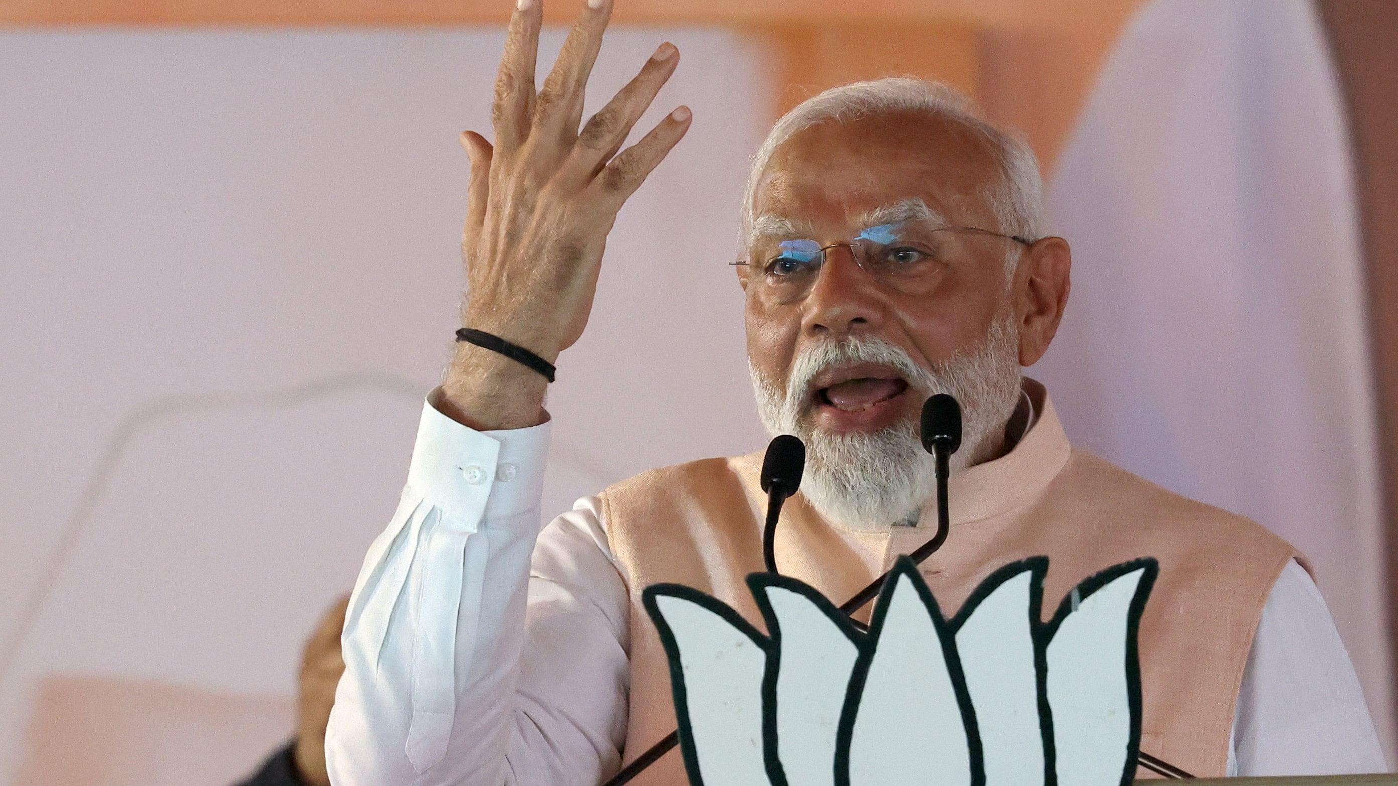 <div class="paragraphs"><p>File photo of&nbsp;rime Minister Narendra Modi speaking during an election campaign rally in Meerut.</p></div>