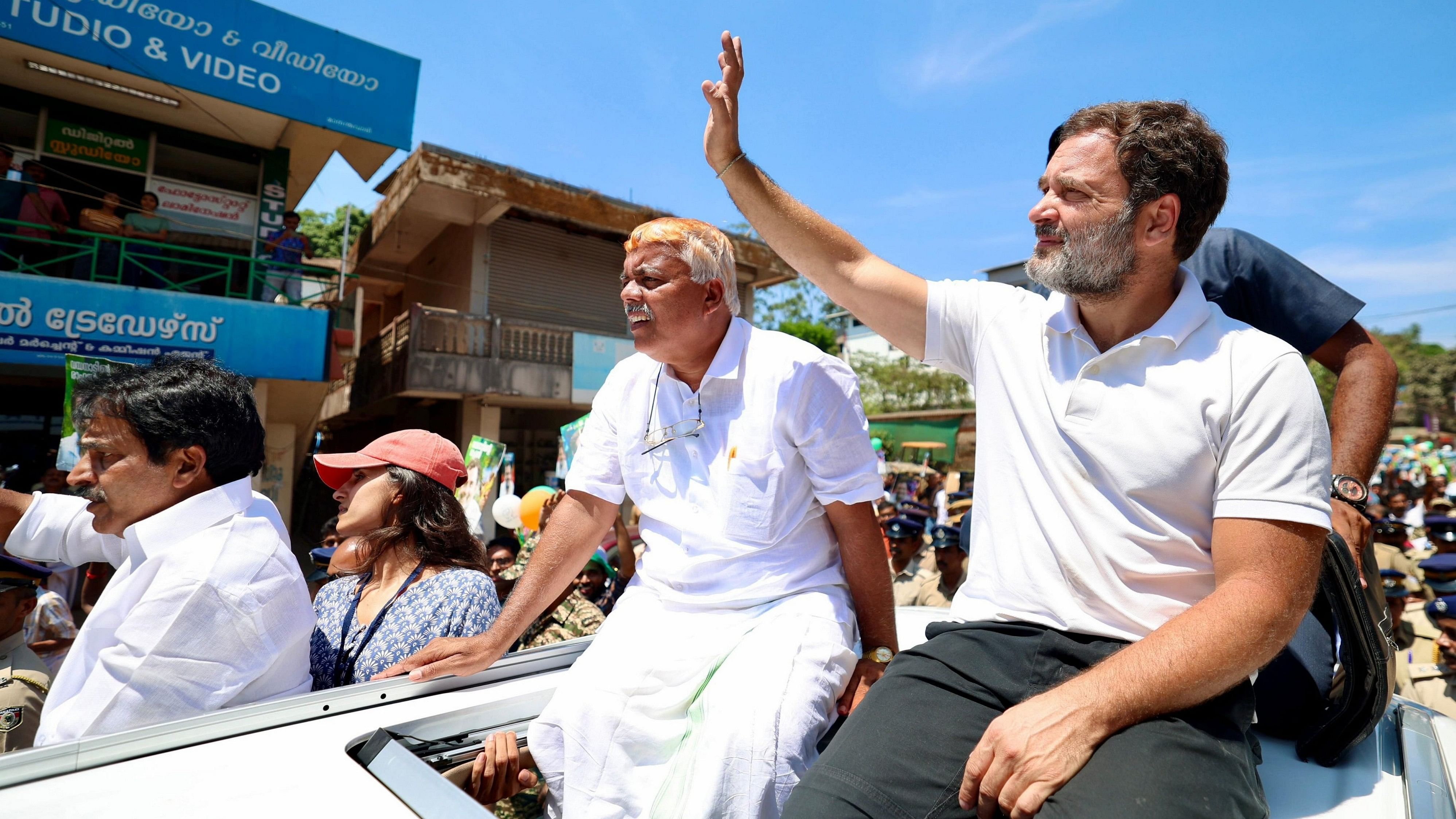 <div class="paragraphs"><p>Congress leader Rahul Gandhi speaks during an election campaign road show for the Lok Sabha polls, in Wayanad, Kerala, Monday, April 15, 2024.</p></div>