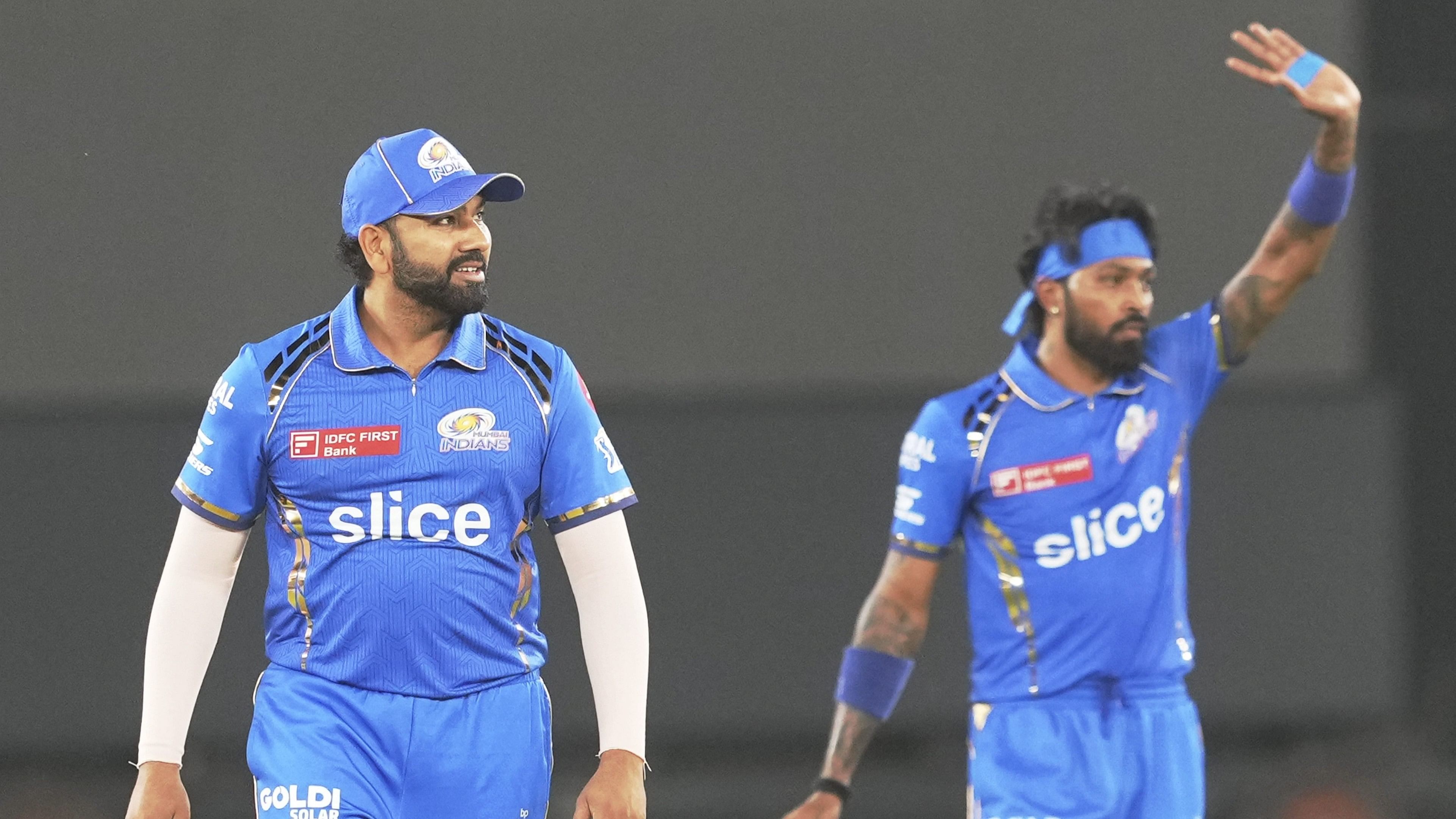 <div class="paragraphs"><p>Mumbai Indians' captain Hardik Pandya and Rohit Sharma during the Indian Premier League (IPL) 2024</p></div>