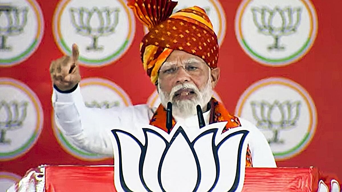 <div class="paragraphs"><p>Prime Minister Narendra Modi addresses a public meeting for Lok Sabha elections, in Sagar.&nbsp;</p></div>