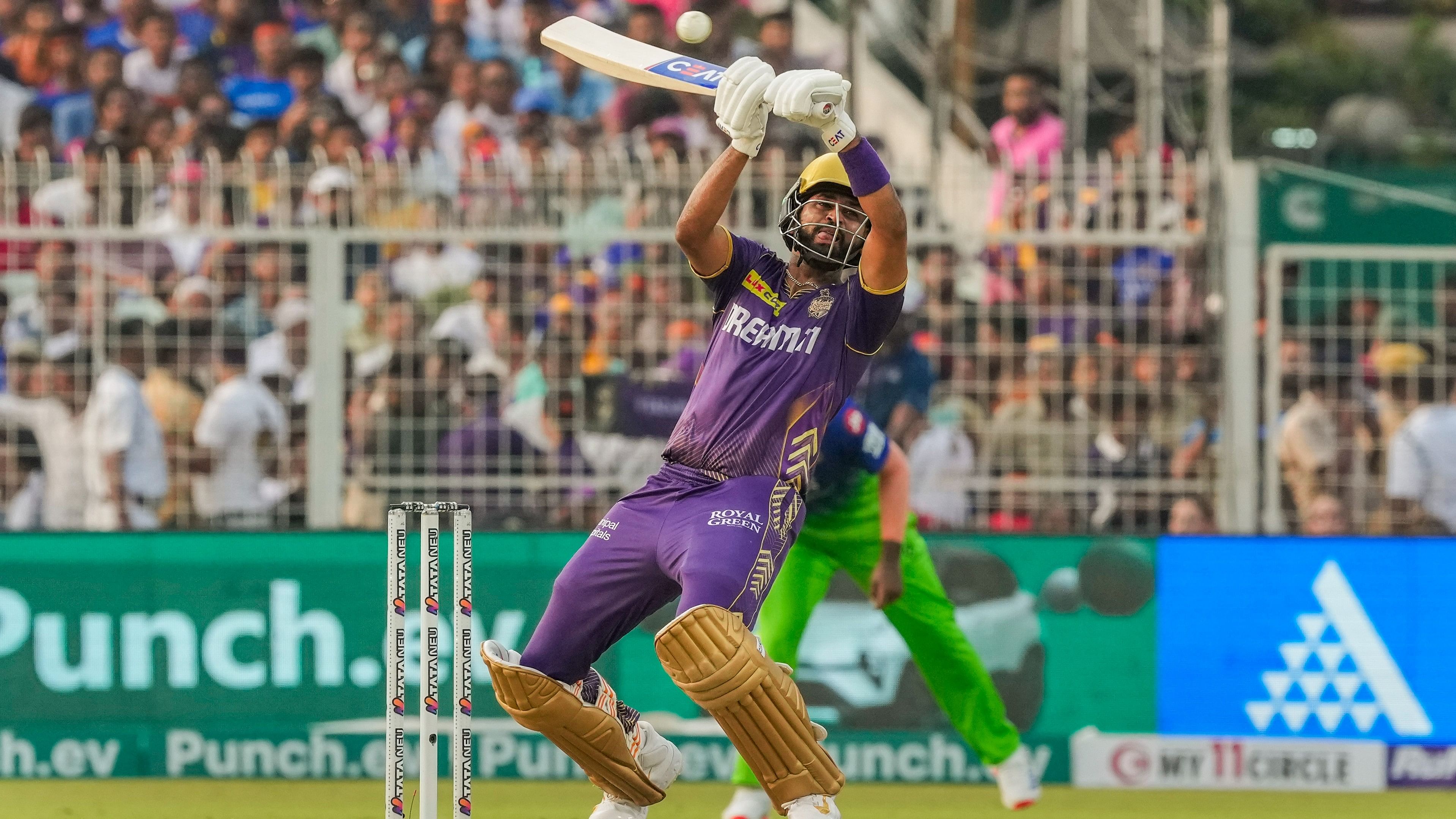 <div class="paragraphs"><p>Kolkata Knight Riders’ captain Shreyas Iyer plays a shot during an Indian Premier League (IPL) T20 cricket match between Kolkata Knight Riders and Royal Challengers Bengaluru, at the Eden Gardens, in Kolkata, Sunday.</p></div>