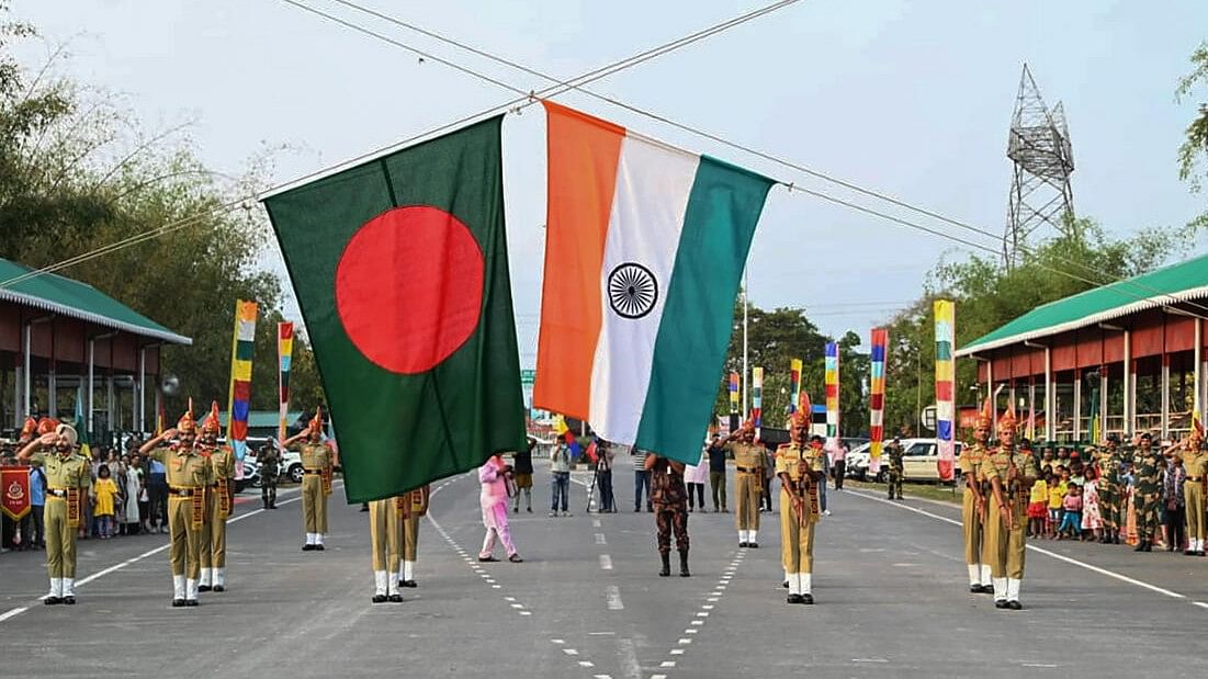 <div class="paragraphs"><p>National flags of India and Bangladesh </p></div>