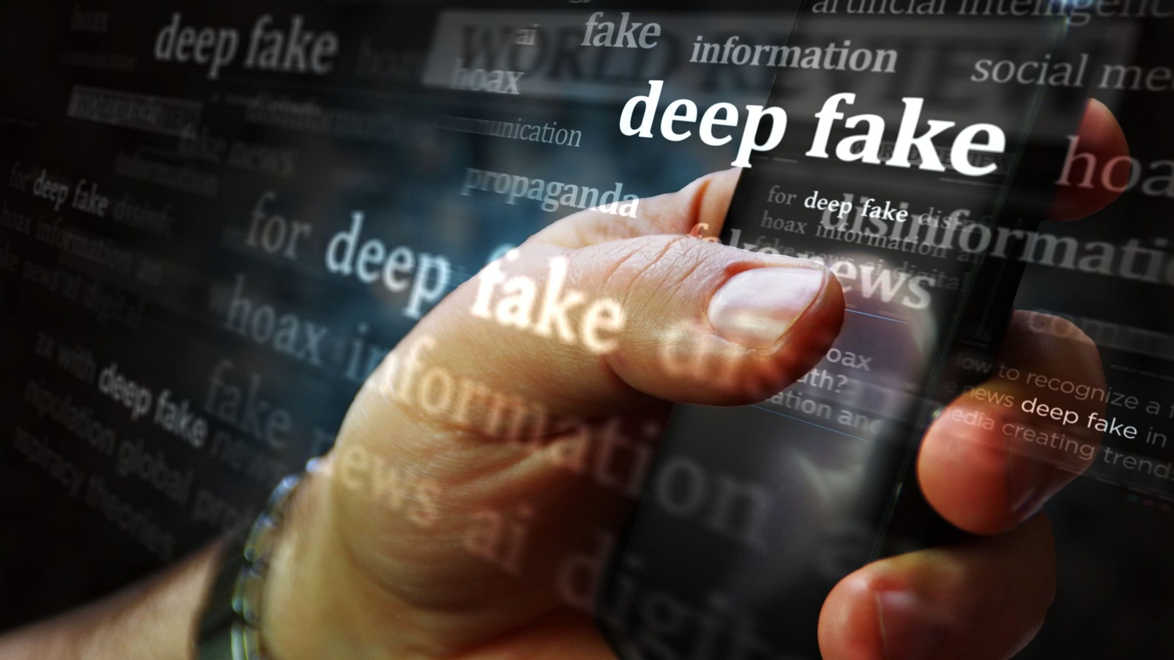<div class="paragraphs"><p>Representative image showing the word Deepfake with an illustration of a person holding a smartphone.</p></div>