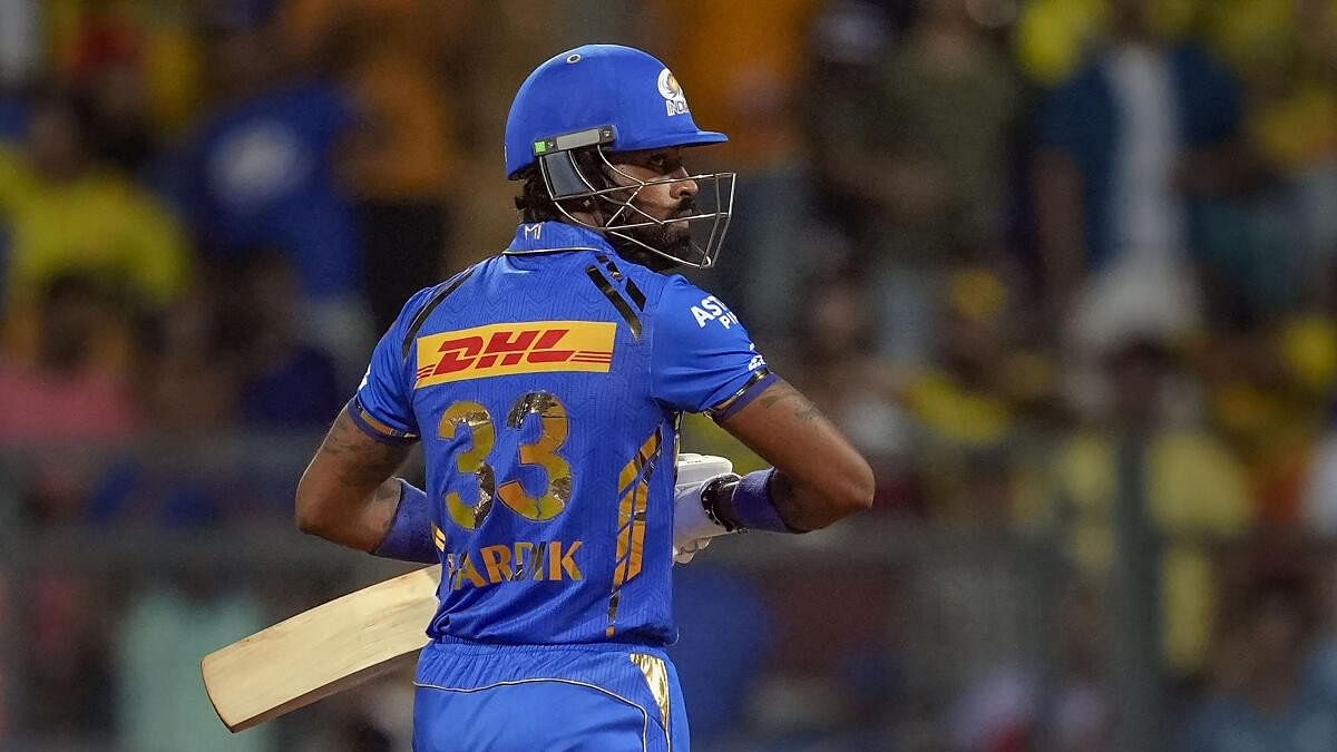 <div class="paragraphs"><p>Mumbai Indians batter Hardik Pandya walks off the field after his dismissal during the Indian Premier League (IPL) cricket match between Chennai Super Kings and Mumbai Indians, at Wankhede Stadium in Mumbai, Sunday, April 14, 2024.</p></div>