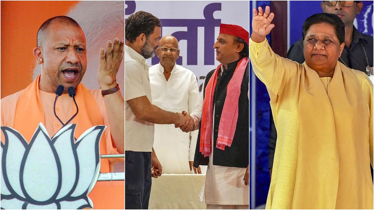 <div class="paragraphs"><p>BJP leader and UP CM Yogi Adityanath(L),Congress leader Rahul Gandhi and SP chief Akhilesh Yadav(C) and BSP chief Mayawati.&nbsp;</p></div>