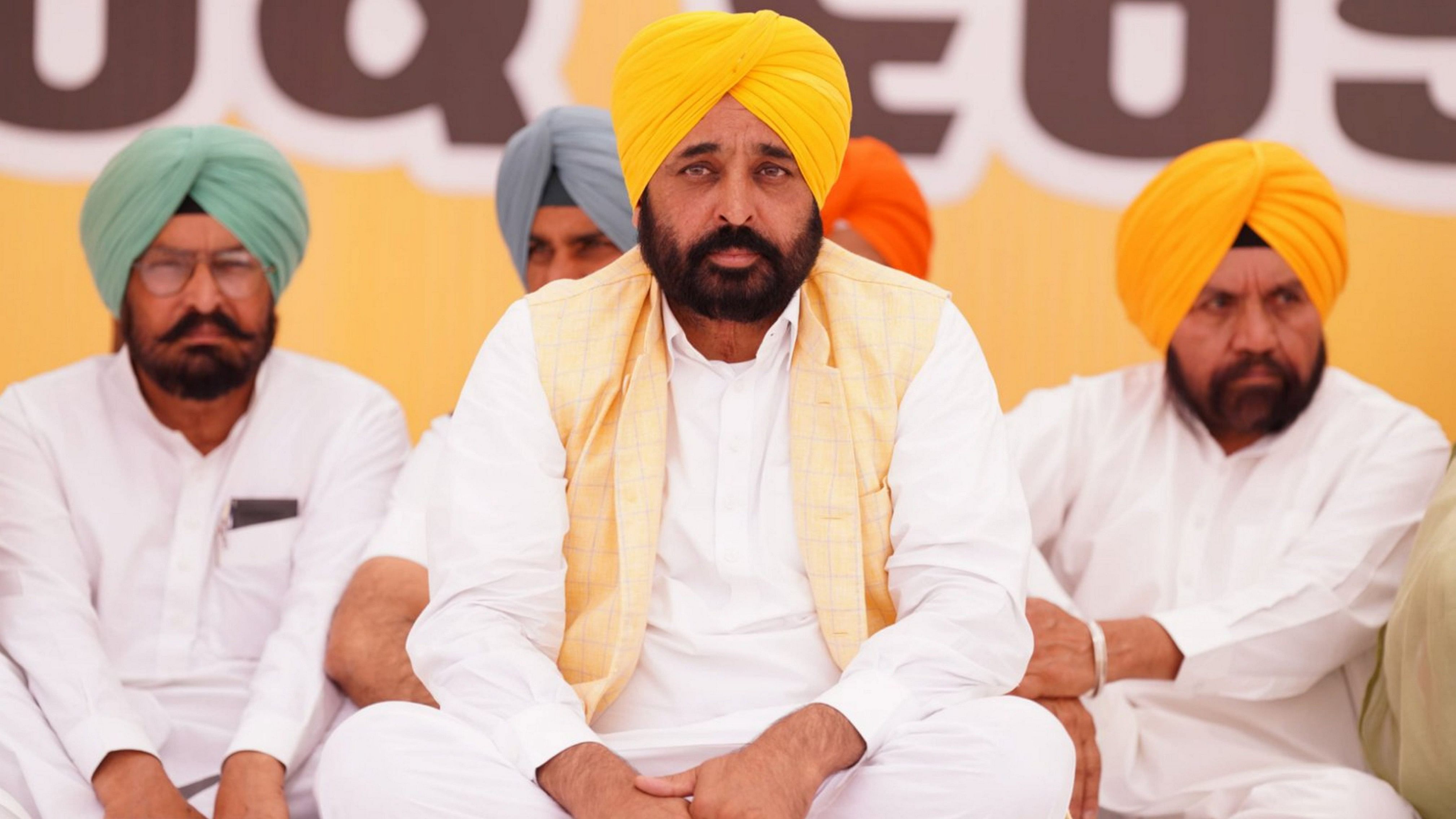 <div class="paragraphs"><p>Punjab CM  and AAP leader Bhagwant Mann during party's day-long 'samuhik upvas' in protest against the arrest of party leader and Delhi CM Arvind Kejriwal, at Khatkar Kalan, the native village of the freedom fighter Bhagat Singh.</p></div>