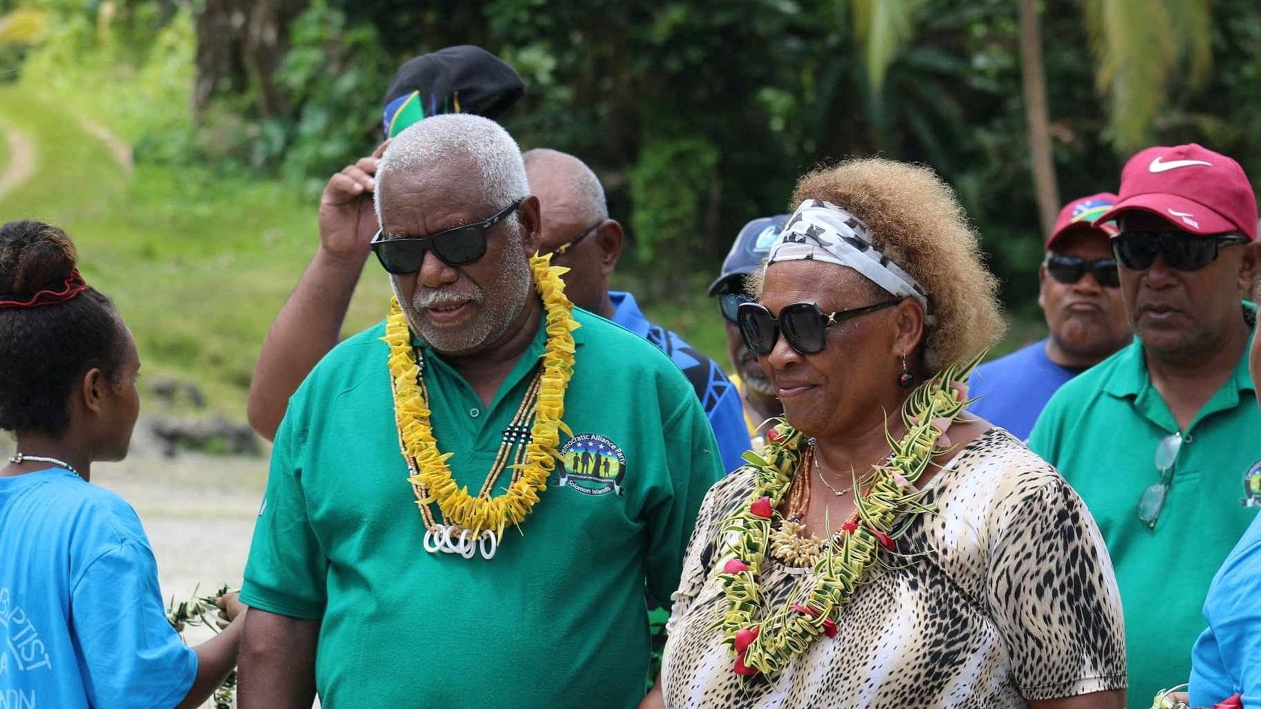 <div class="paragraphs"><p>Democratic Alliance Party leader Rick Houenipwela, former Prime Minister of the Solomon Islands, campaigns in his electorate of Small Malaita March 4, 2024. </p></div>