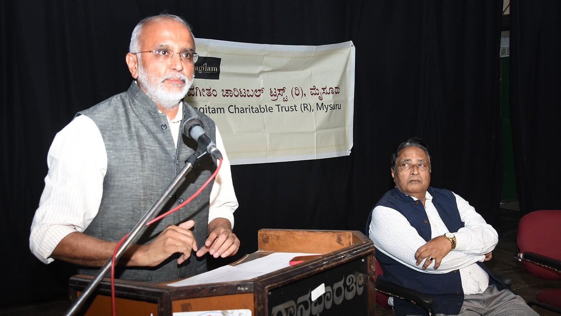 <div class="paragraphs"><p>Veteran Journalist Krishna Prasad delivers&nbsp;H Y Sharada Prasad birth centenary commemorative talk hosted by Devagitam Charitable Trust in Mysuru on Sunday.&nbsp;</p></div>