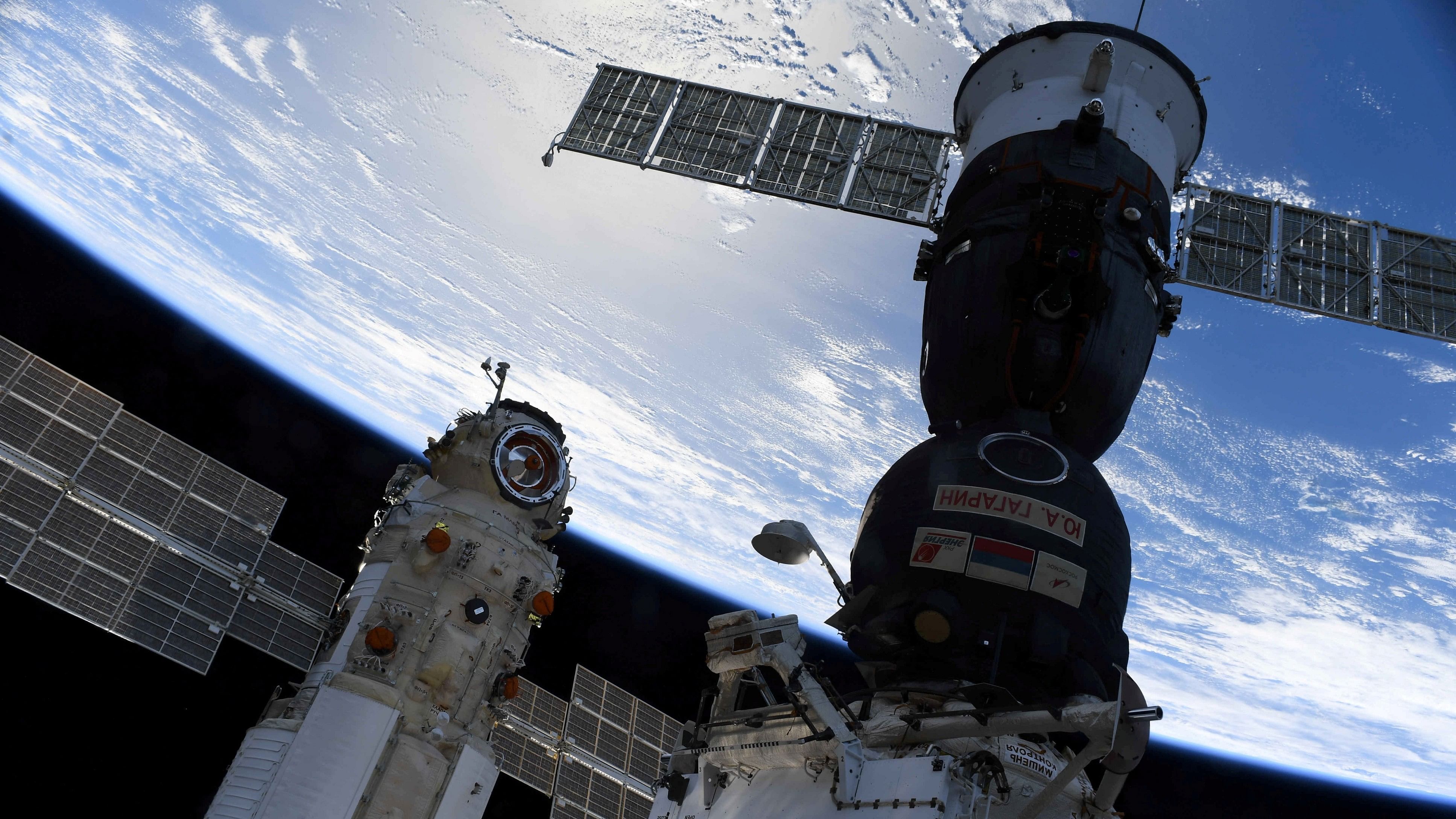 <div class="paragraphs"><p>File photo showing the Nauka (Science) Multipurpose Laboratory Module  docked to the International Space Station (ISS) next to Soyuz MS-18 spacecraft on July 29, 2021.</p></div>