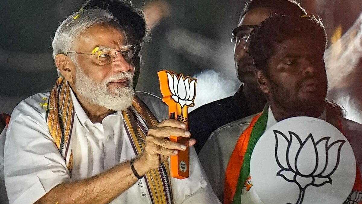 <div class="paragraphs"><p>Prime Minister Narendra Modi greets supporters during a roadshow in Chennai, Tamil Nadu.&nbsp;</p></div>