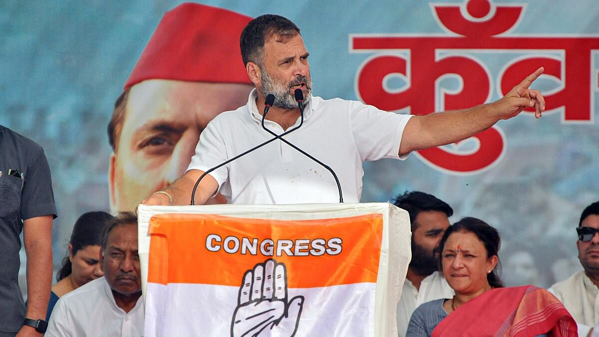 <div class="paragraphs"><p>In this file picture, Rahul Gandhi addresses an election rally in Amroha.&nbsp;</p></div>