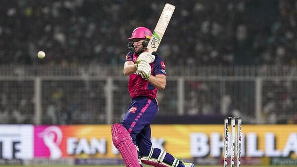 <div class="paragraphs"><p> Rajasthan Royals batter Jos Buttler plays a shot during the Indian Premier League (IPL) 2024 cricket match between Rajasthan Royals and Kolkata Knight Riders, at Eden Gardens in Kolkata.</p></div>