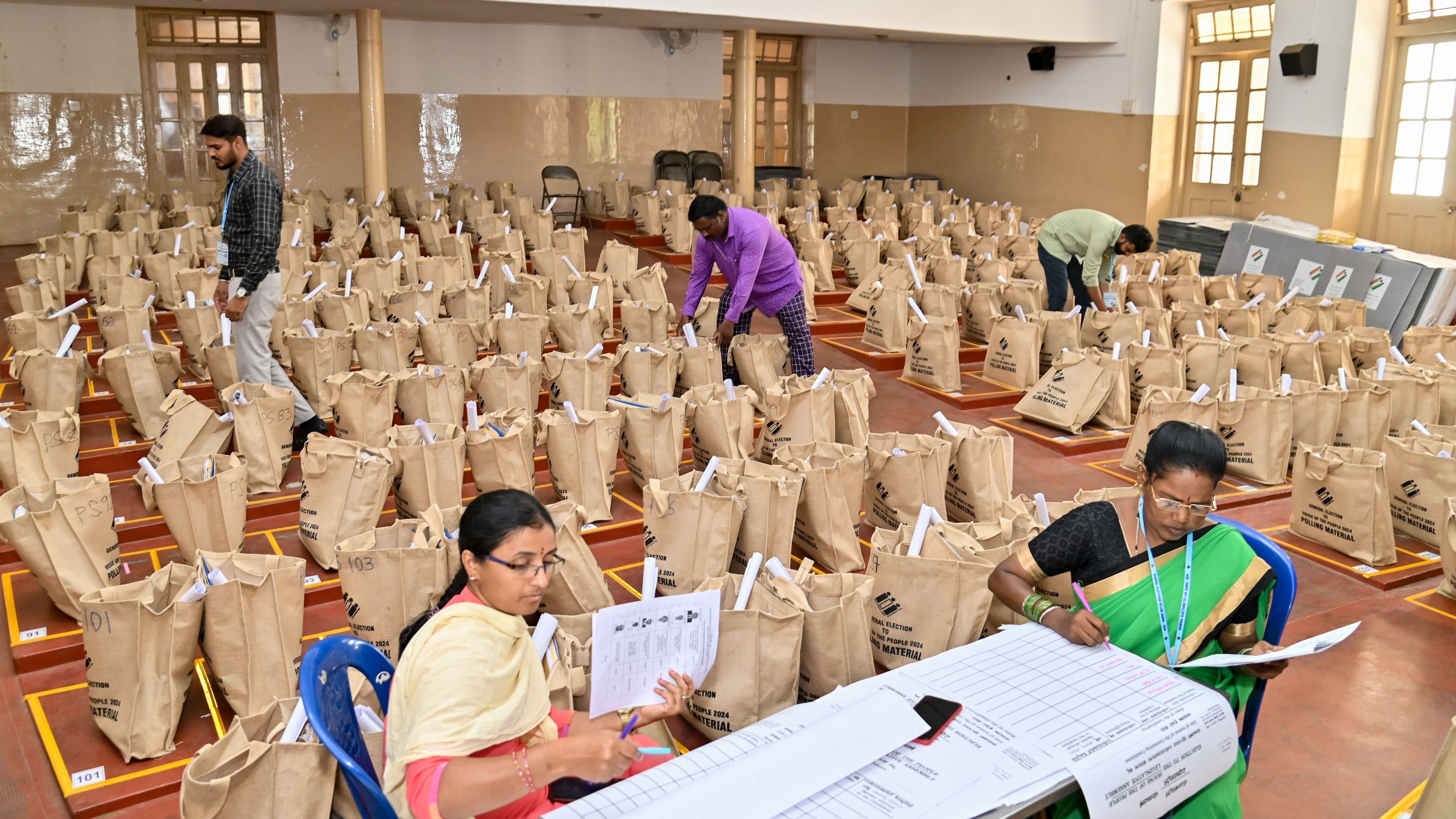 <div class="paragraphs"><p>Necessary tools were prepared at Scout and Guides School in Mysore on Wednesday to give to the polling staff going to the polling station. </p></div>